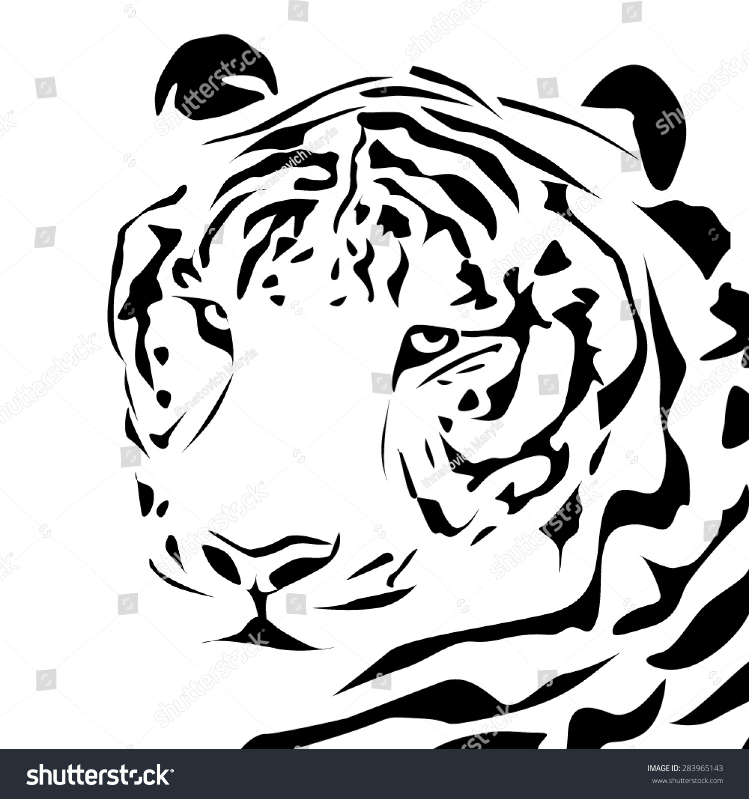 Tiger Black White Facevector Stock Vector Royalty Free Shutterstock