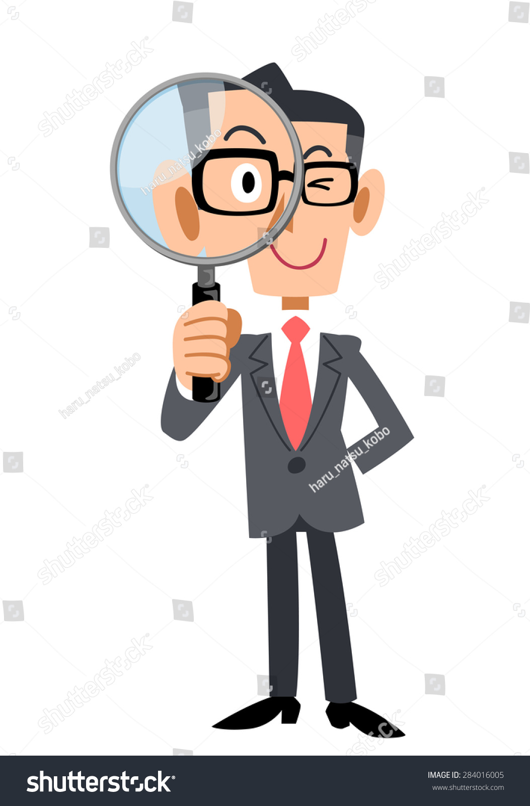 Gesture Be Seen Businessman Magnifying Glass Stock Vector (Royalty Free ...