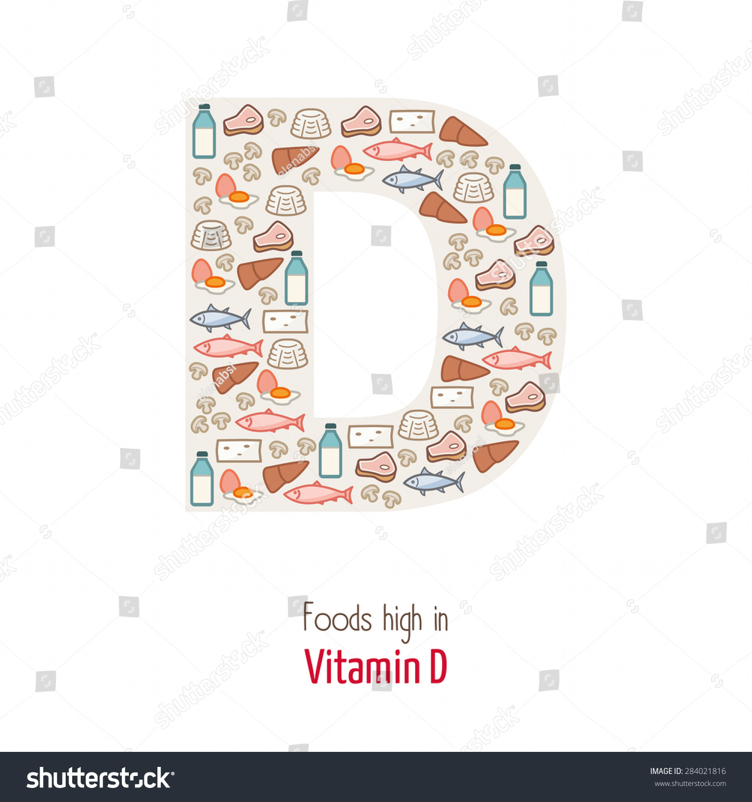 Foods Highest Vitamin D Composing D Stock Vector Royalty Free 284021816 Shutterstock 8733