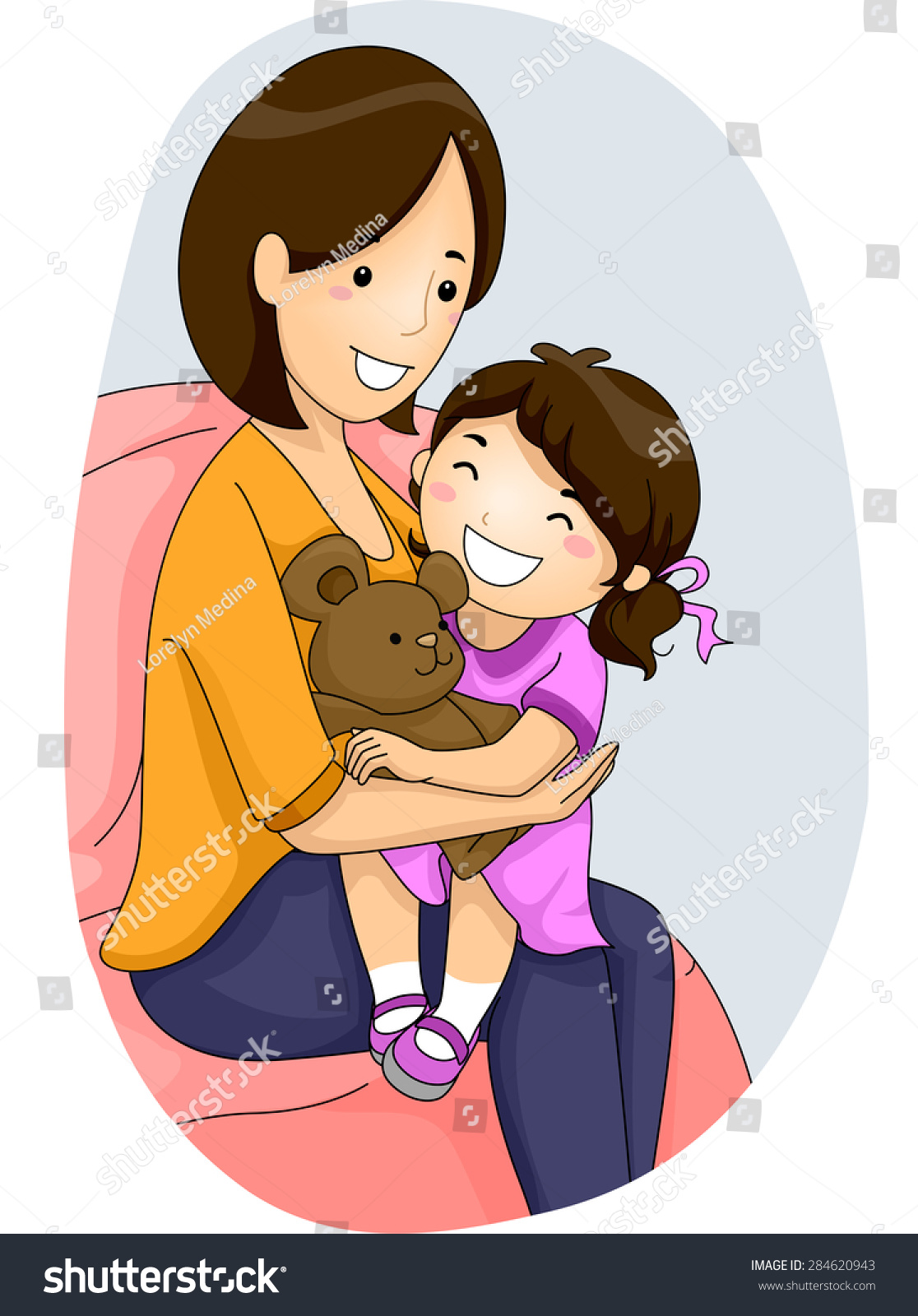 Illustration Mother Hugging Her Daughter 库存矢量图（免版税）284620943 Shutterstock