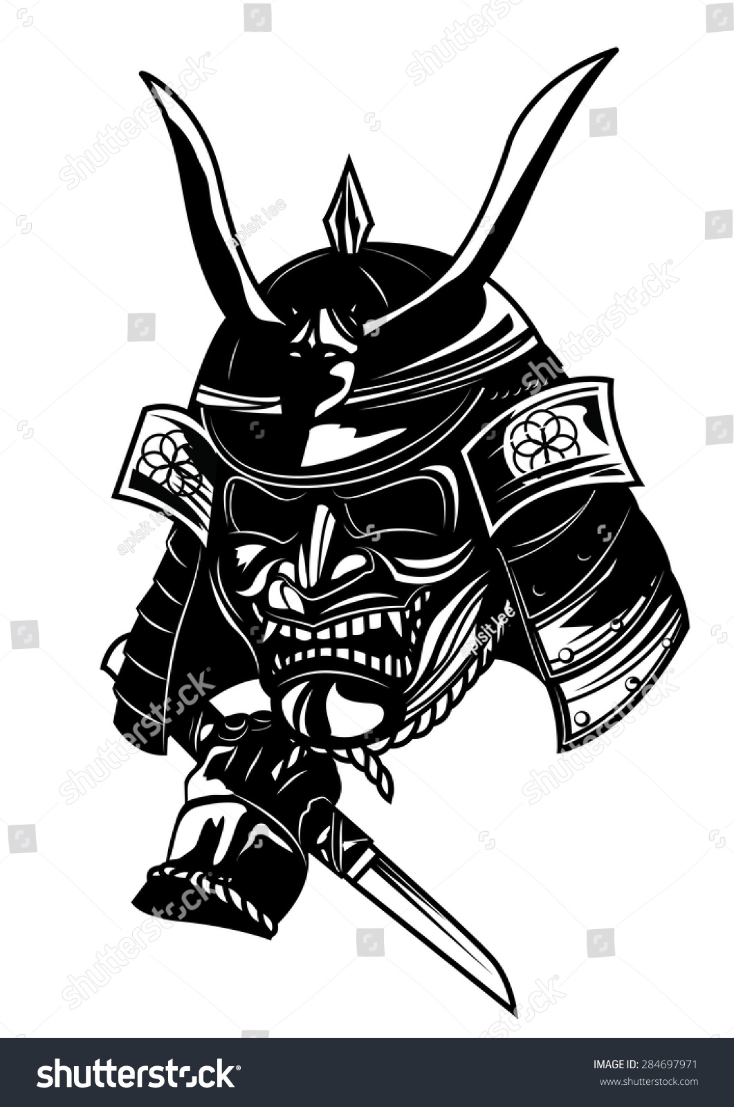 Нарисованный шлем самурая