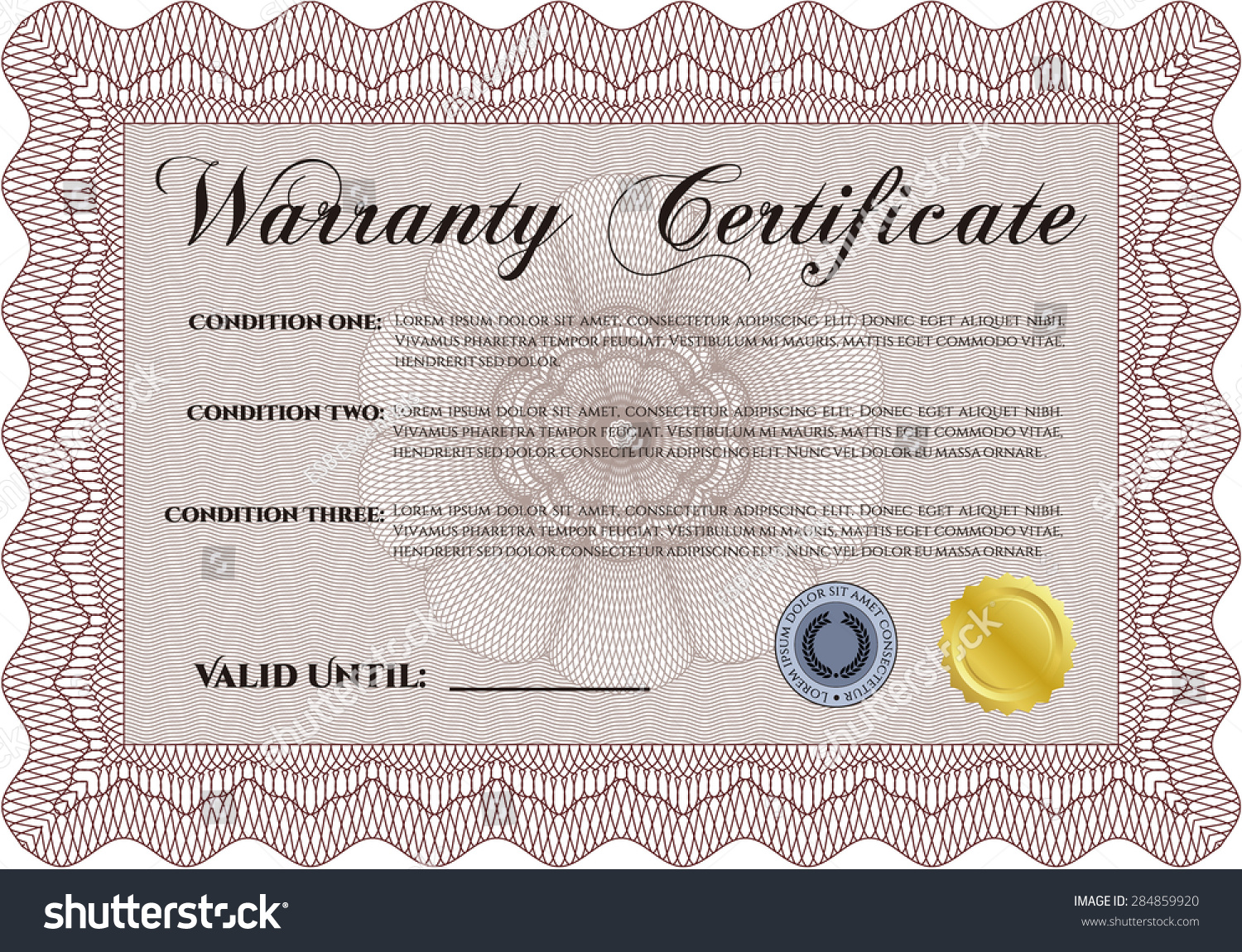 Sample Warranty Complex Background Very Detailed Stock Vector (Royalty ...