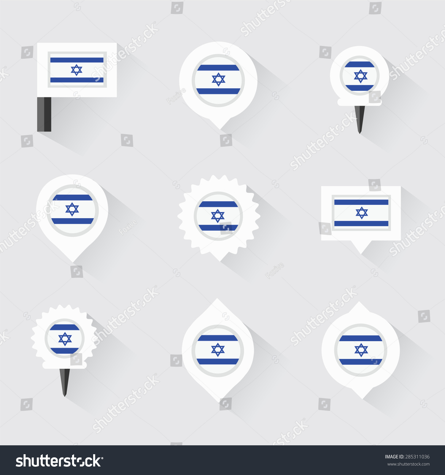 Israel Flag Pins Infographic Map Design Vector De Stock Libre De