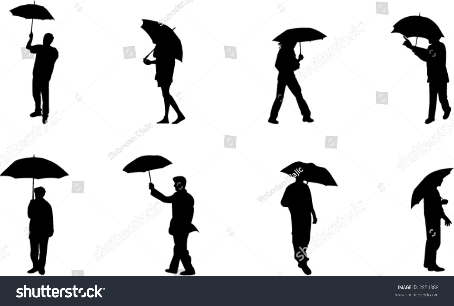 Силуэт стоящего человека под зонтом
