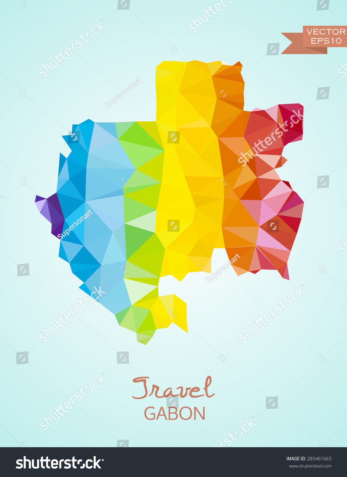 Low Poly Map Gabon Isolated On Stock Vector Royalty Free 285461663