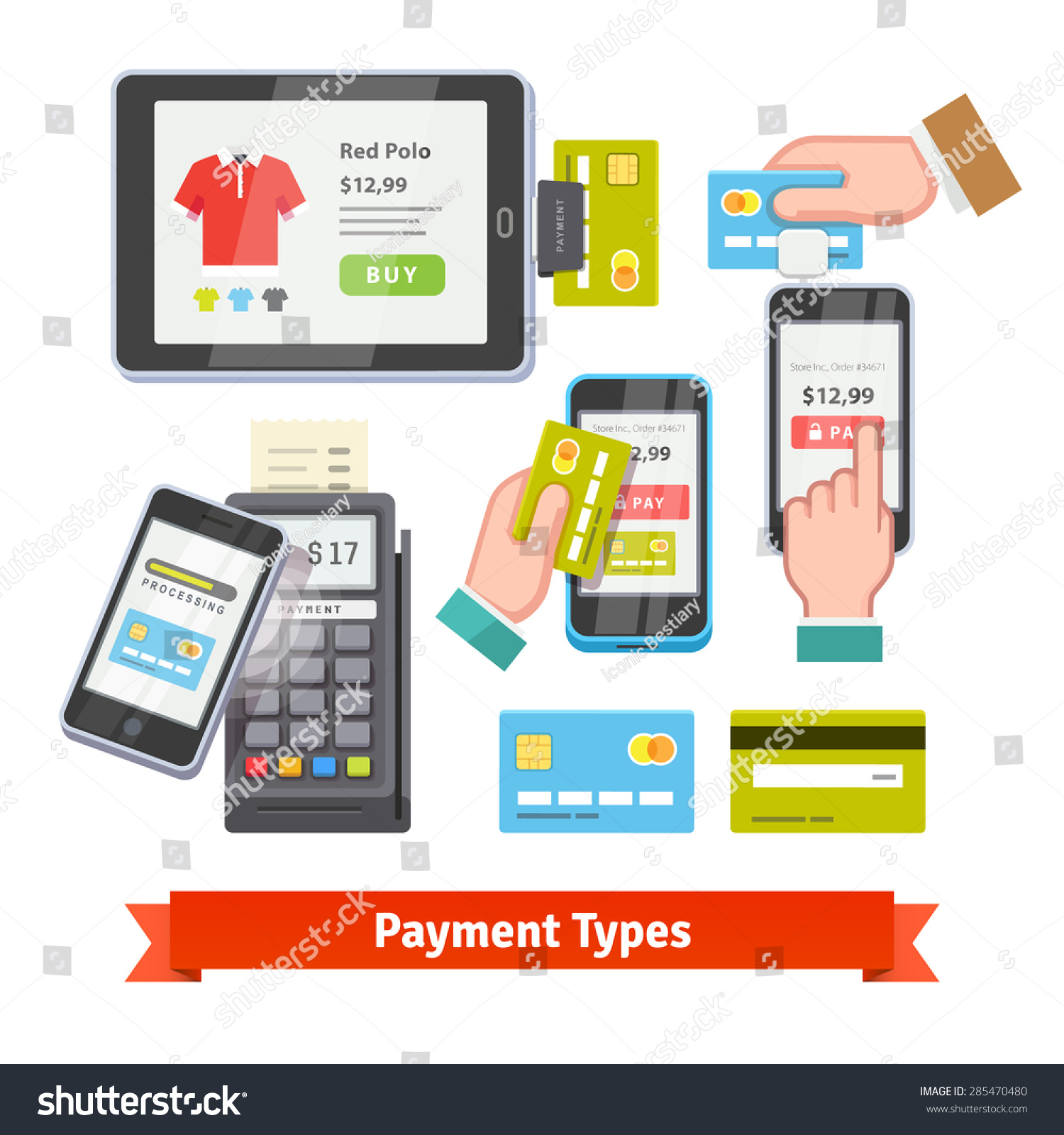 Mobile Payment Icon Set Wireless Paying Stock Vector (Royalty Free ...