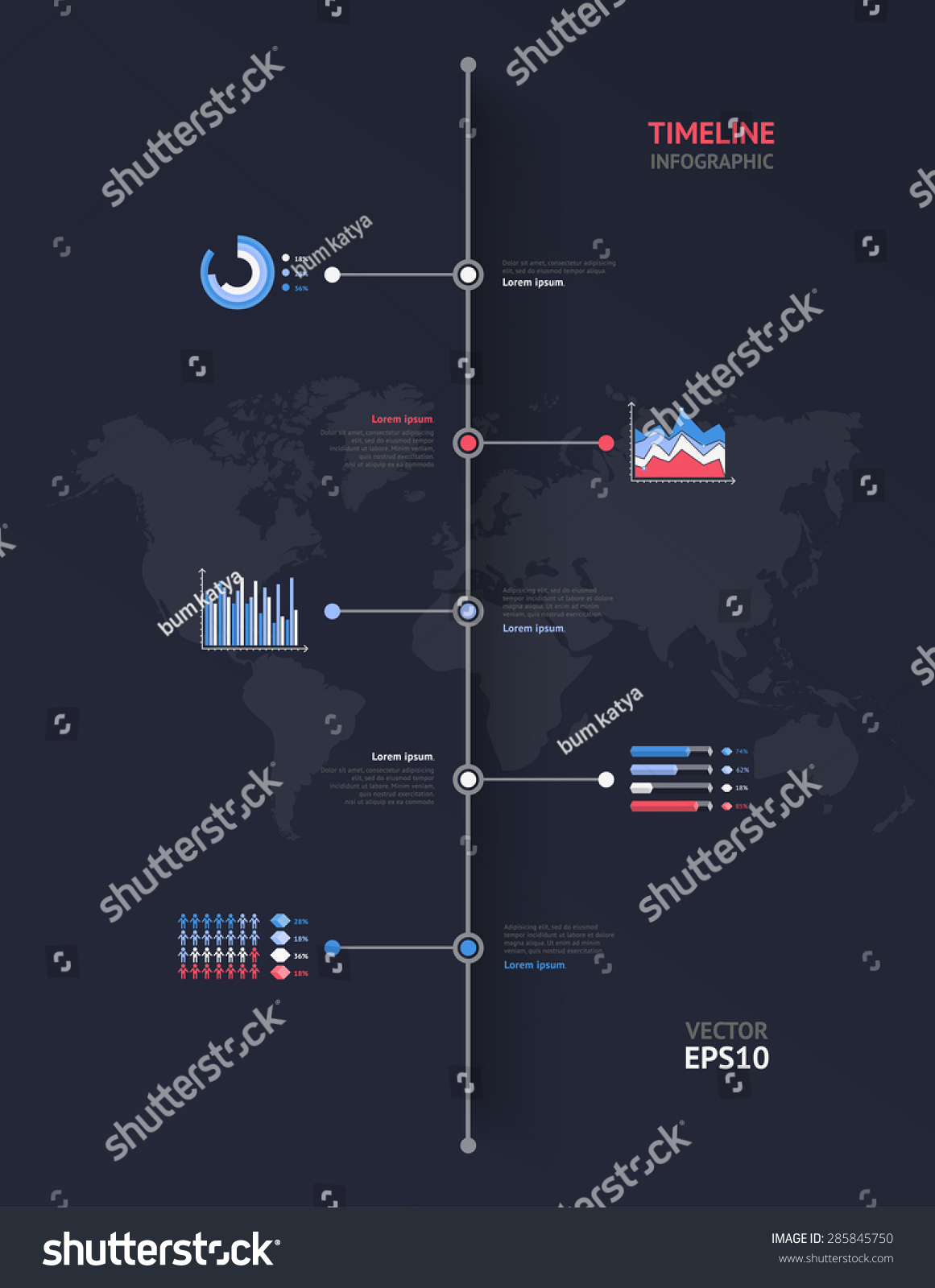 Stock Vector Timeline Vector Infographic World Map 285845750 
