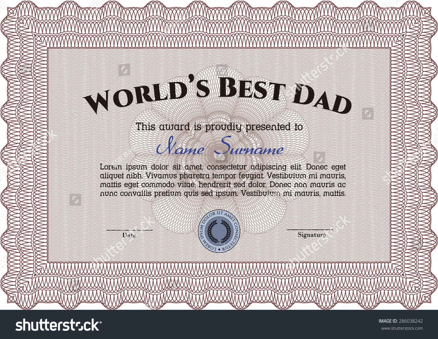 Best Father Award Template Border Framewith Stock Vector (Royalty Free ...