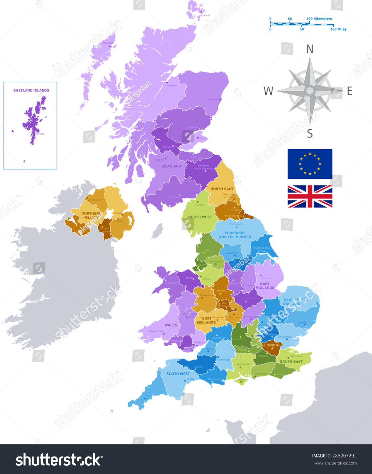 Vector Uk Administrative Map Stock Vector Royalty Free 286207292 Shutterstock 0799