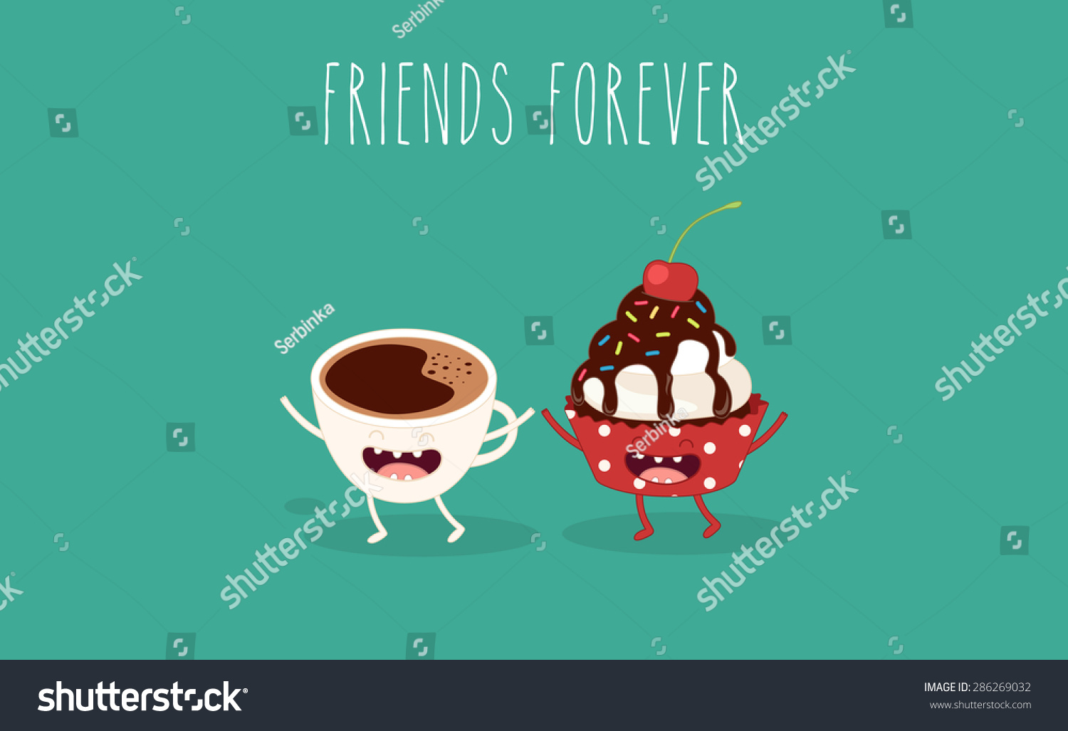 Cupcakes Cup Coffee Comic Characters Vector Stock Vector (Royalty Free ...