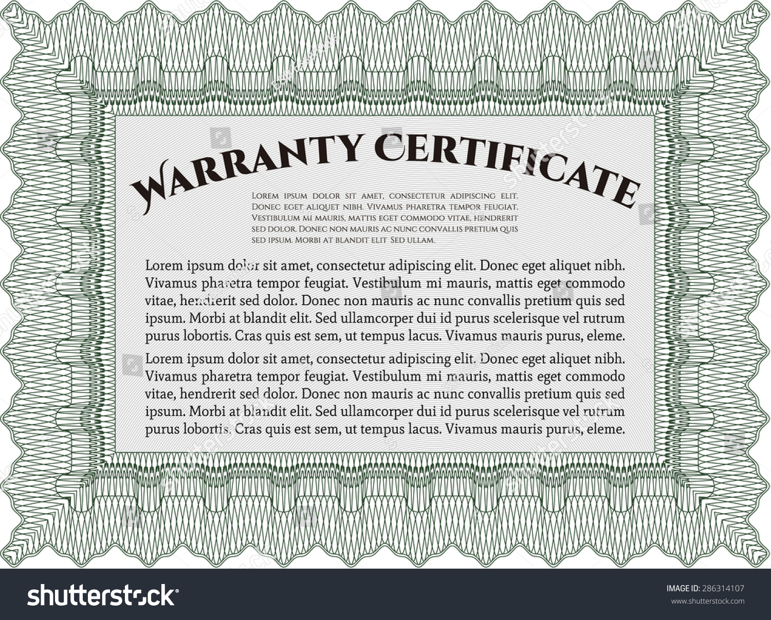 Sample Warranty Vector Illustration Complex Border Stock Vector ...