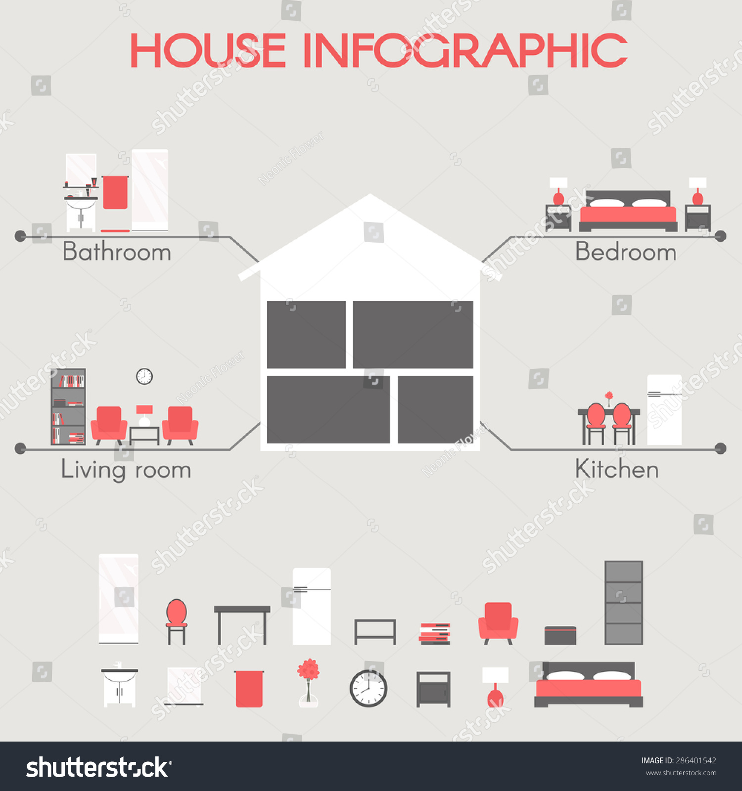 House Infographic Modern House Rooms Concept Stock Vector (Royalty Free ...