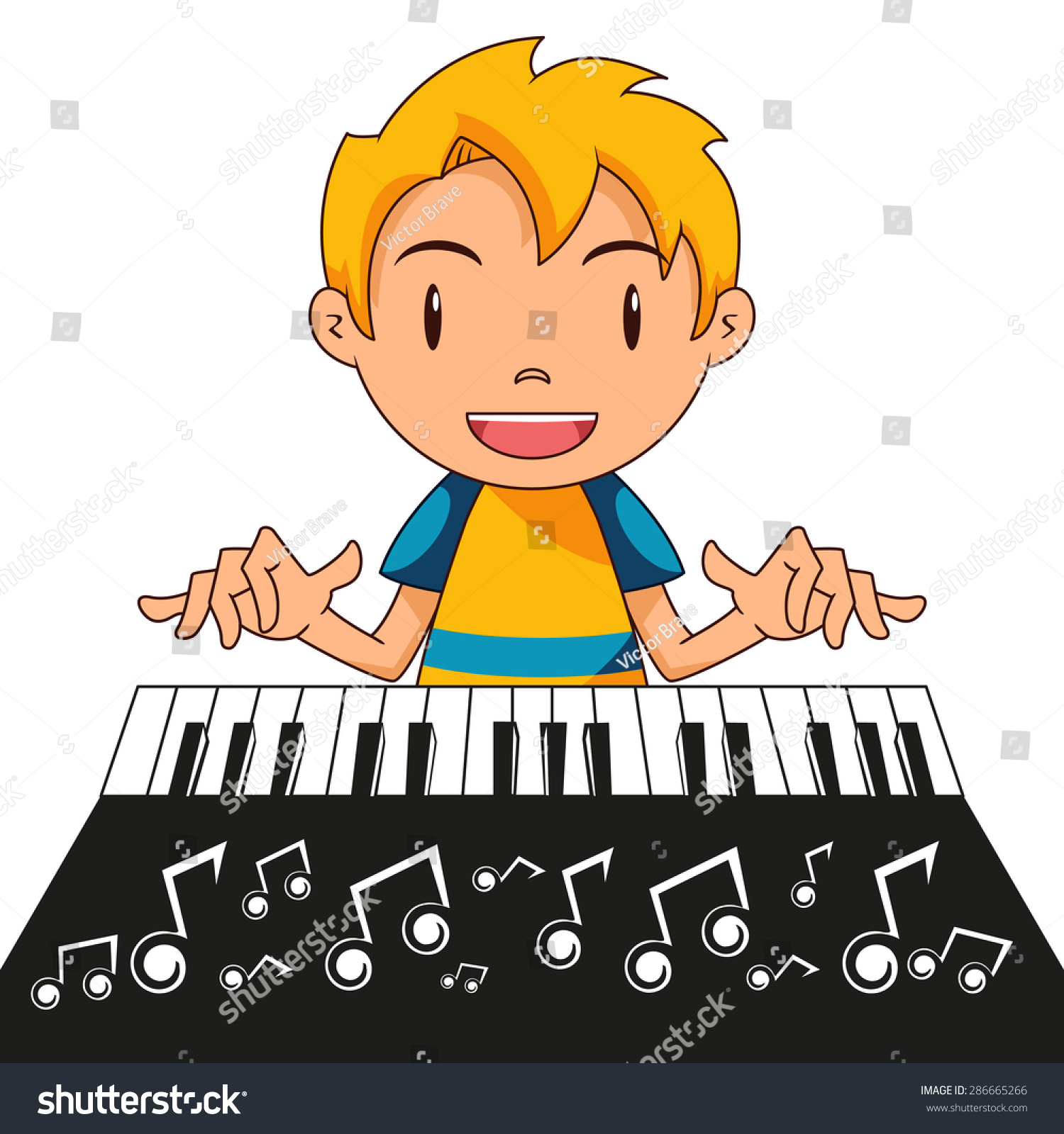 Child Playing Keyboard Vector Illustration Stock Vector (Royalty Free ...