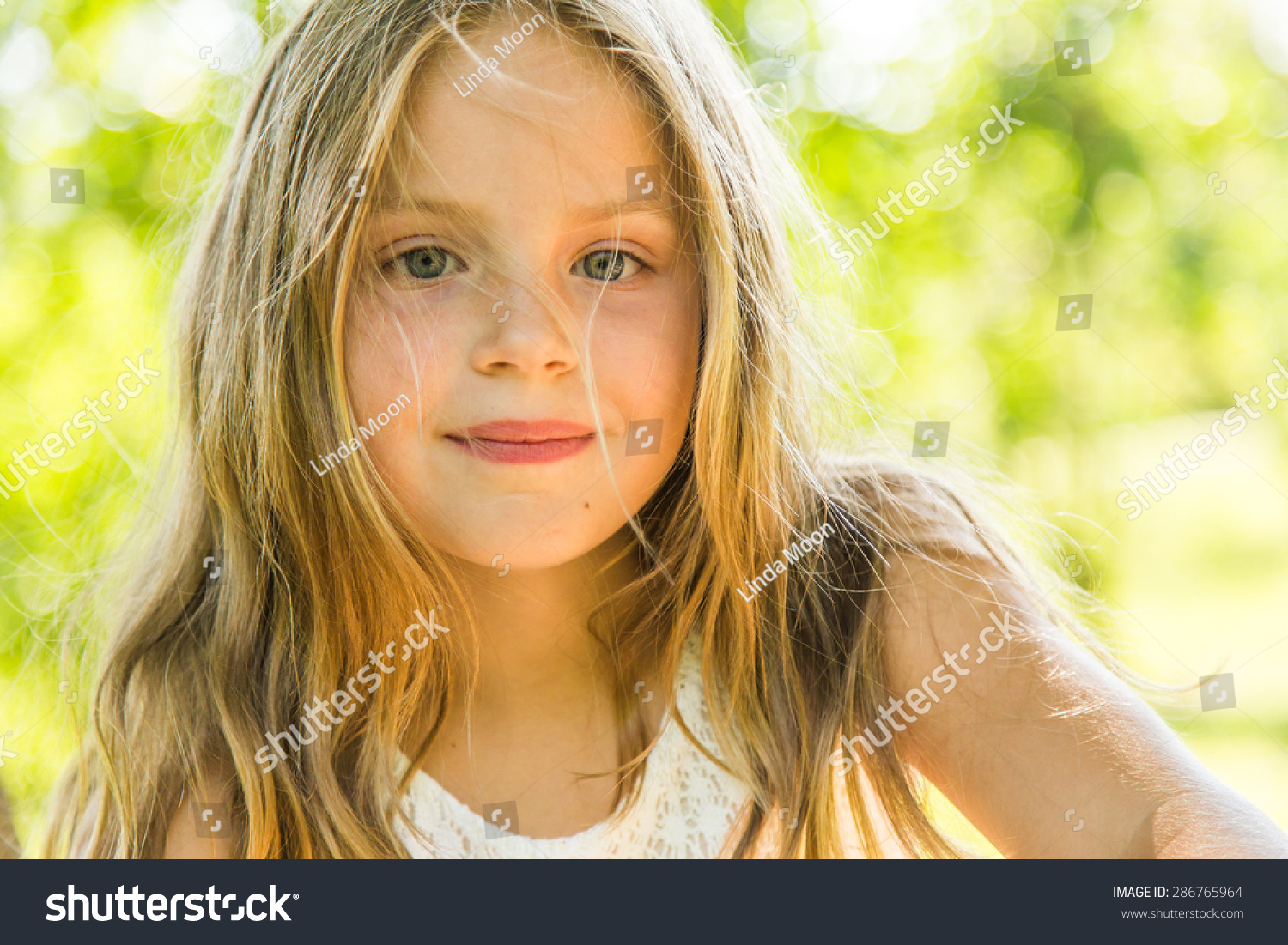 Happy Beautiful Cute Little Girl Outdoors Stock Photo 286765964 ...