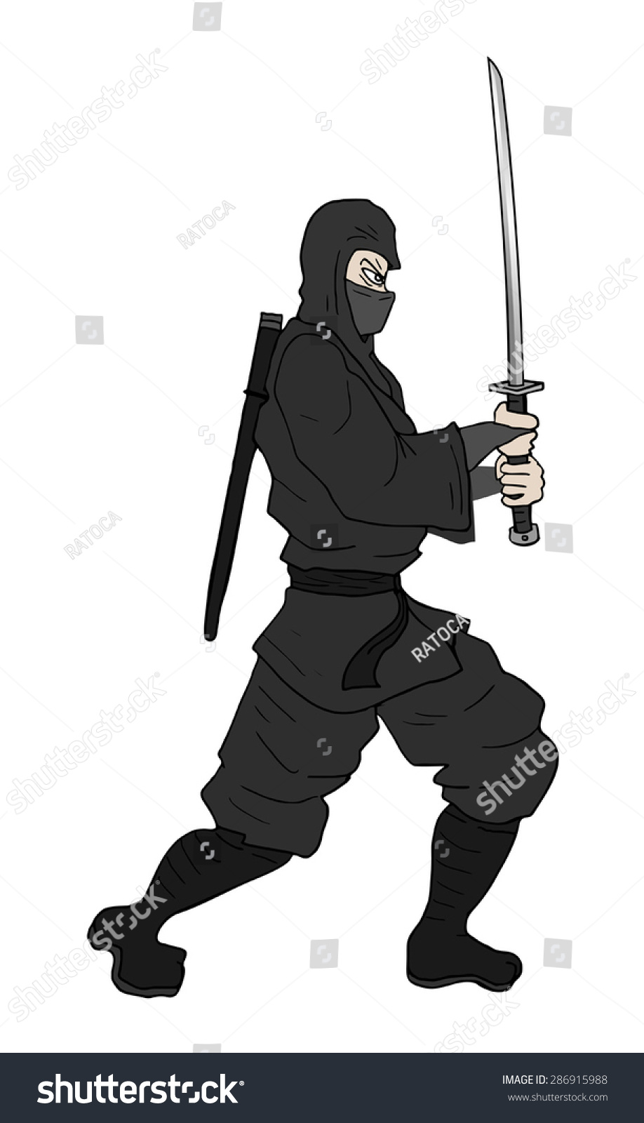 Black Ninja Draw Stock Vector (Royalty Free) 286915988 | Shutterstock