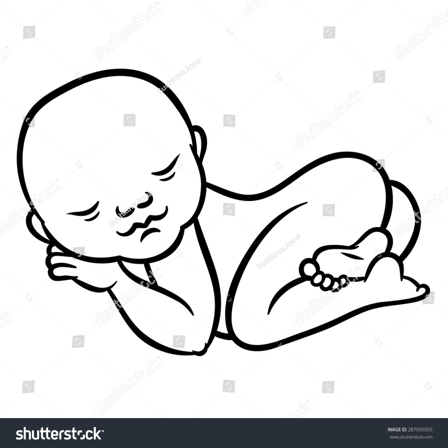 Newborn Little Baby Smiling Small Arms Stock Vector (Royalty Free ...