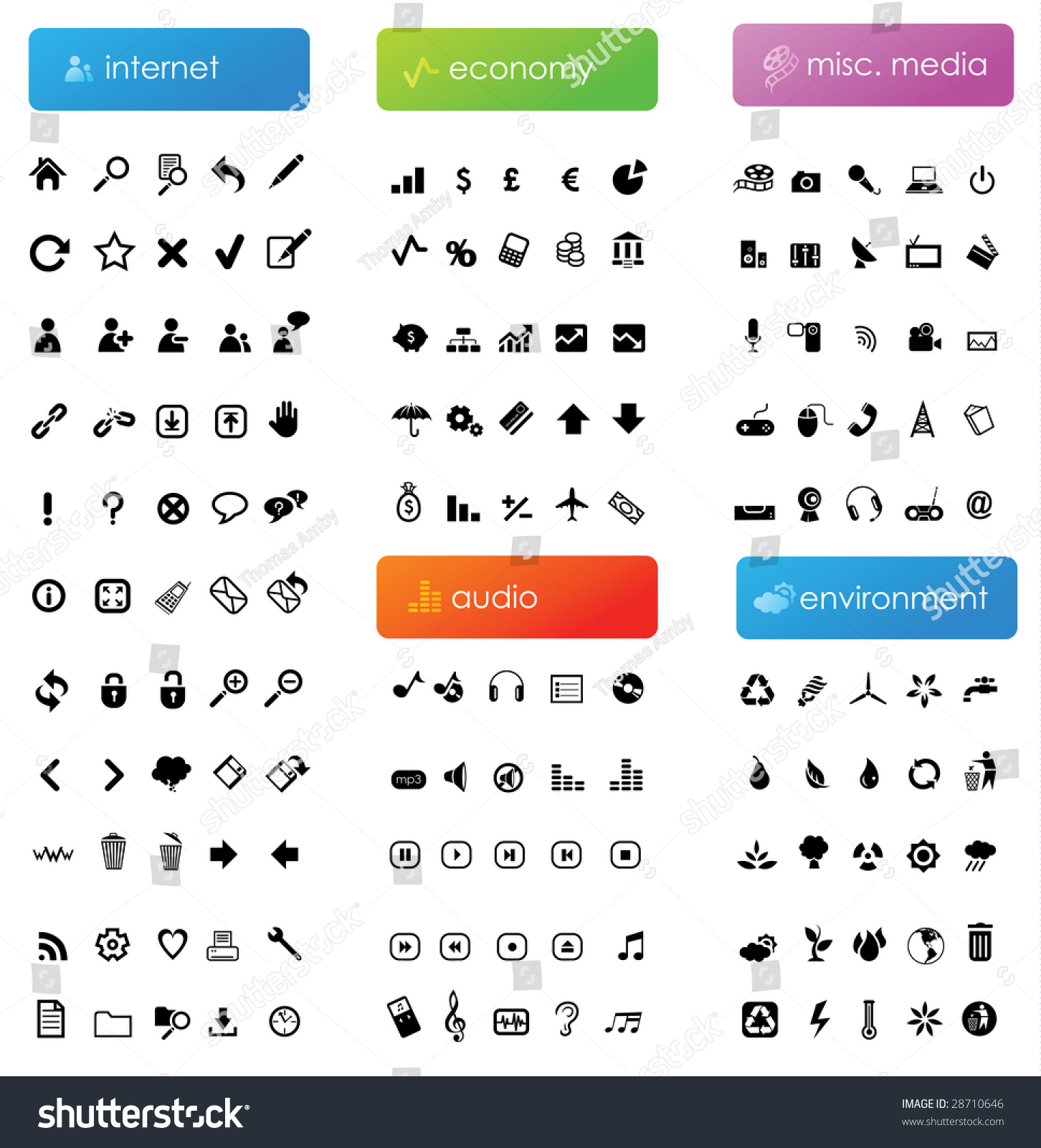 150 Vector Icons Divided Into Five Stock Vector (Royalty Free) 28710646 ...
