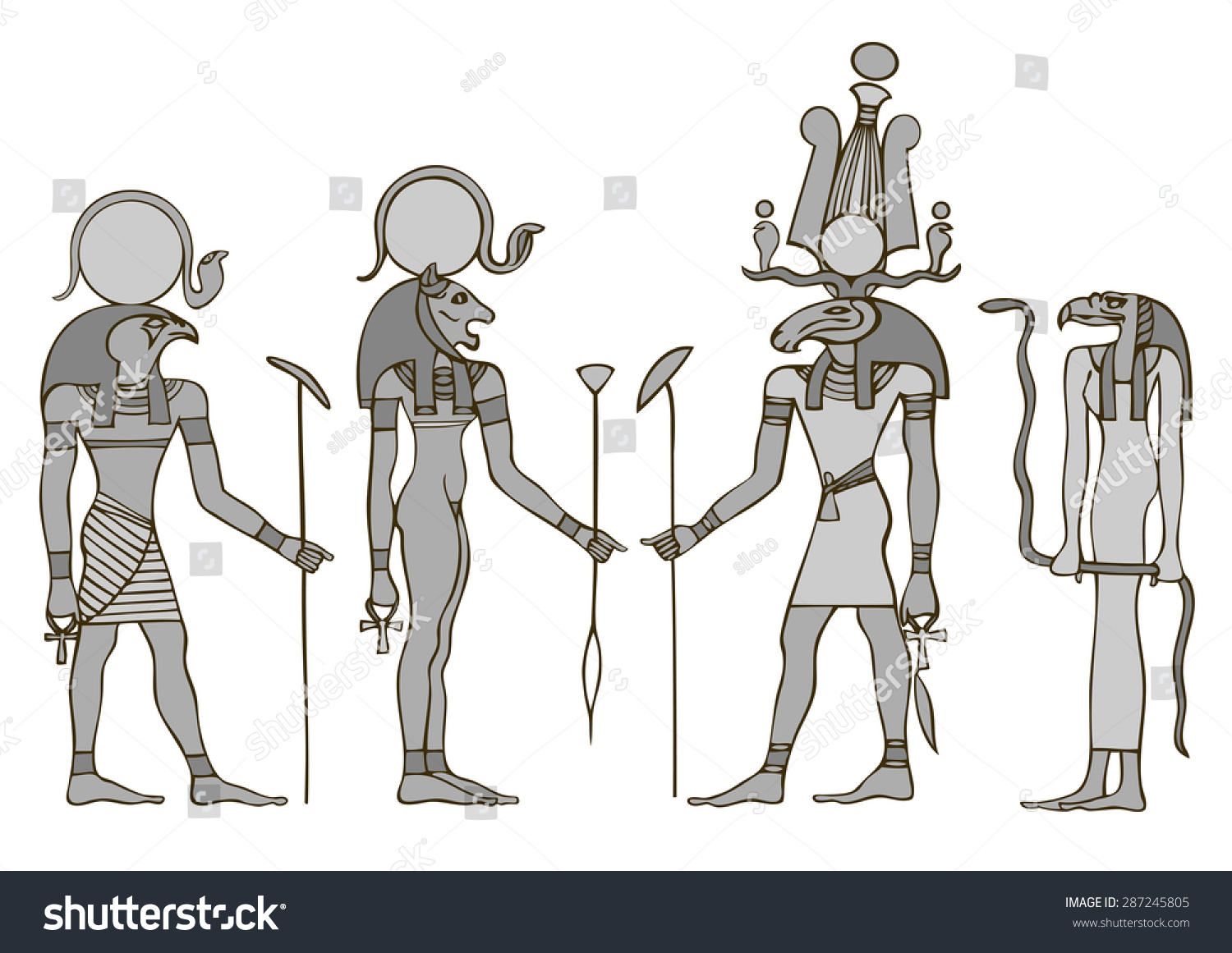 Египетский Бог ра черно белая Графика