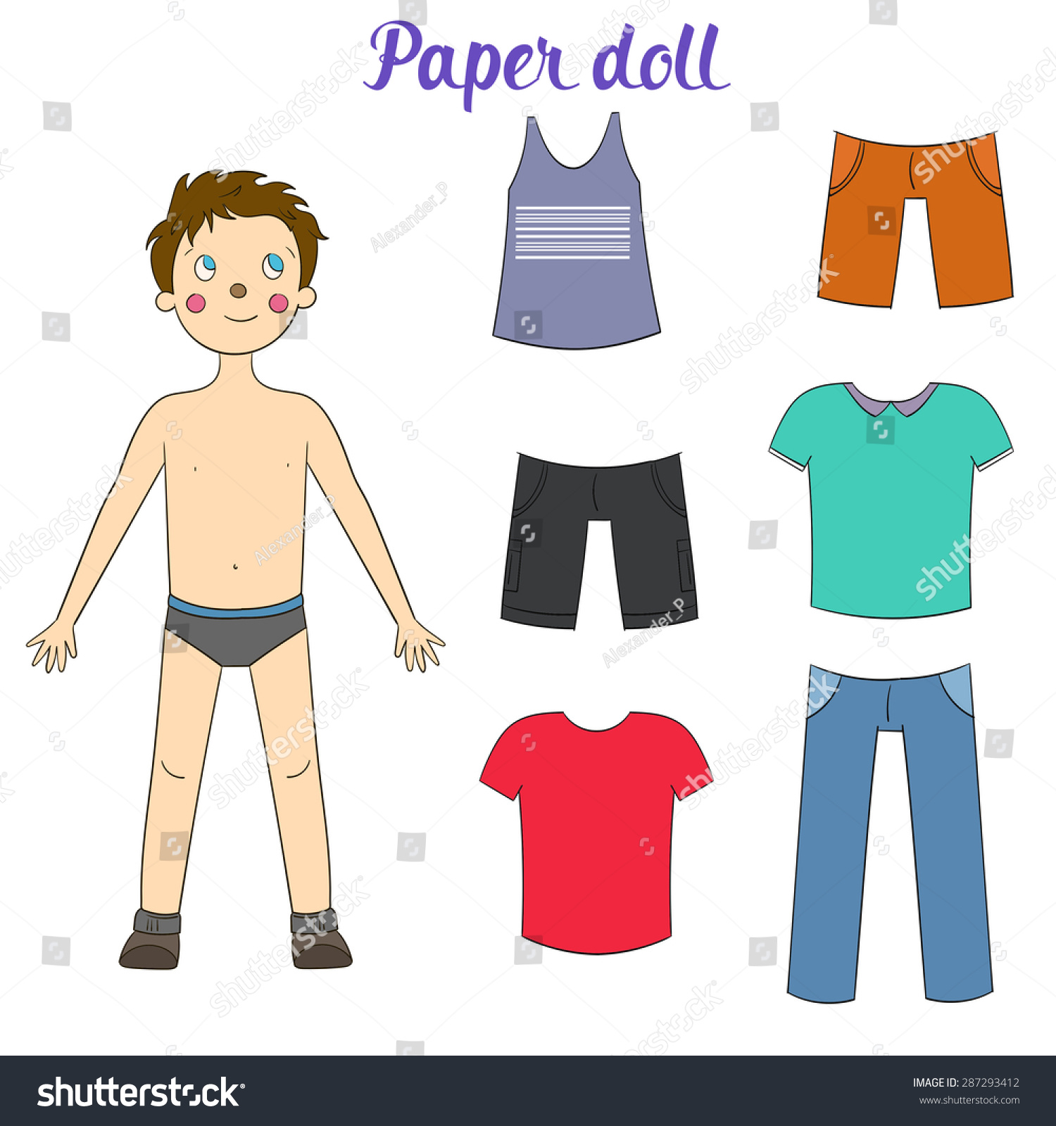 Paper Doll Boy Clothes Vector Illustration Stock Vector (Royalty Free ...