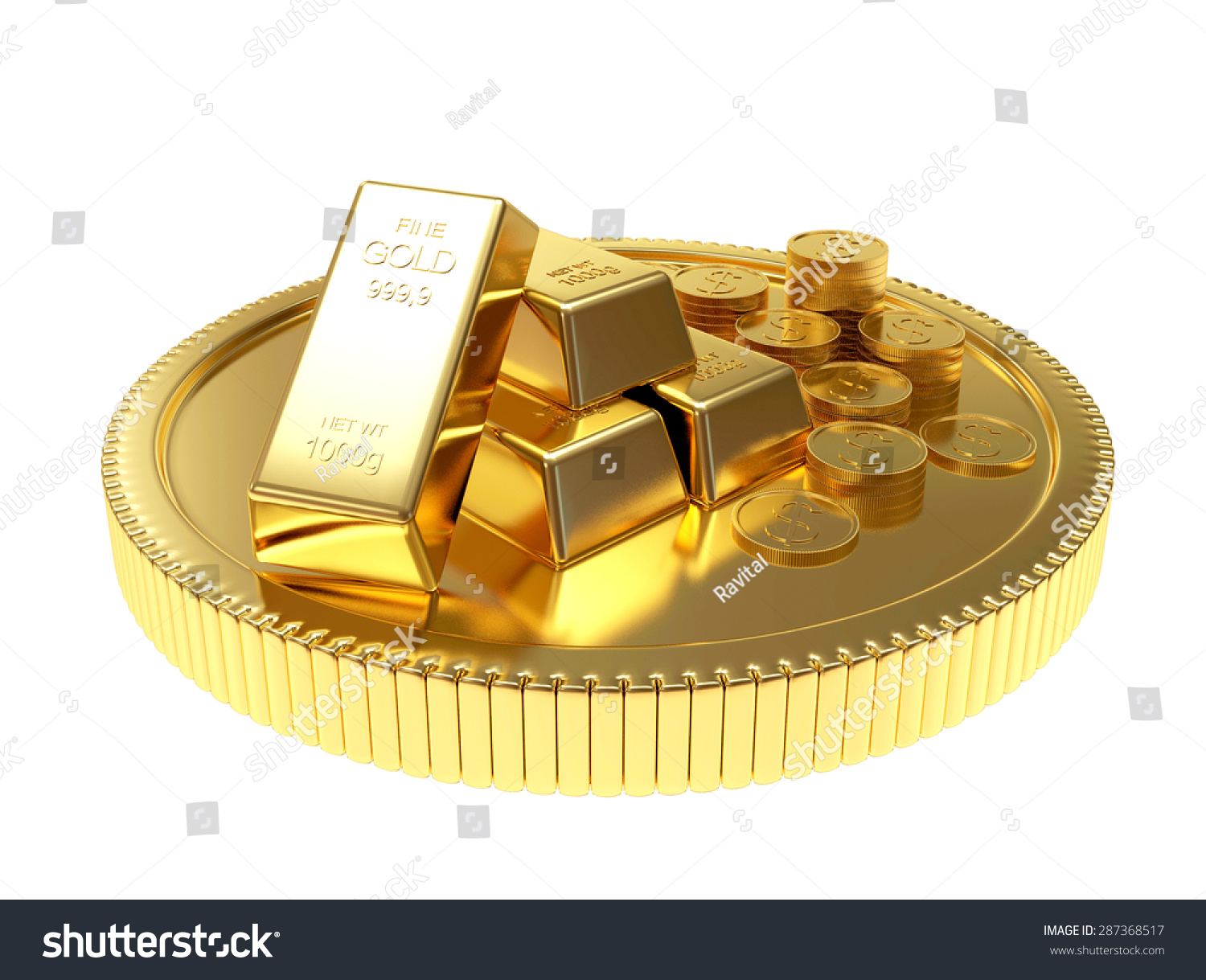 Торт с золотыми слитками и монетами