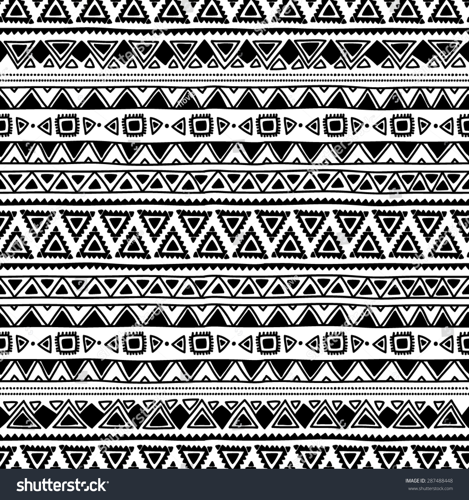 Seamless Ethnic Pattern Black White Vector Stock Vector (Royalty Free ...