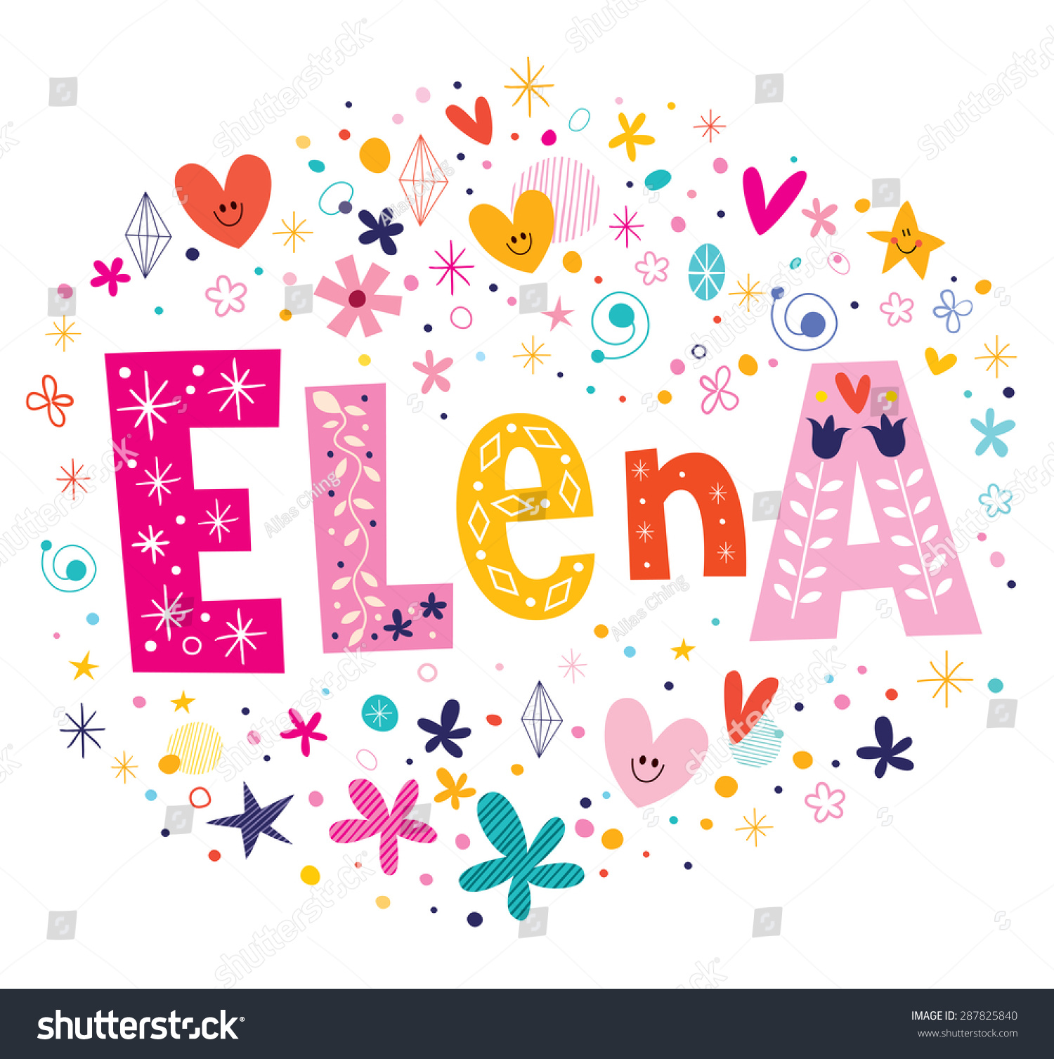 Elena Girls Name Decorative Lettering Type Stock Vector (Royalty Free ...