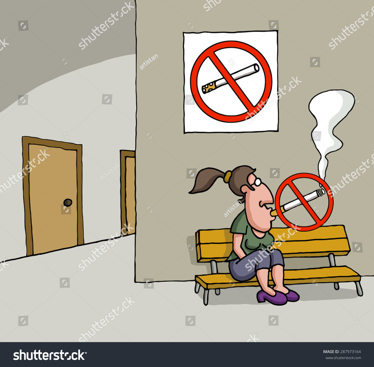 Conceptual Cartoon About No Smoking Sign Stock Vector (Royalty Free ...