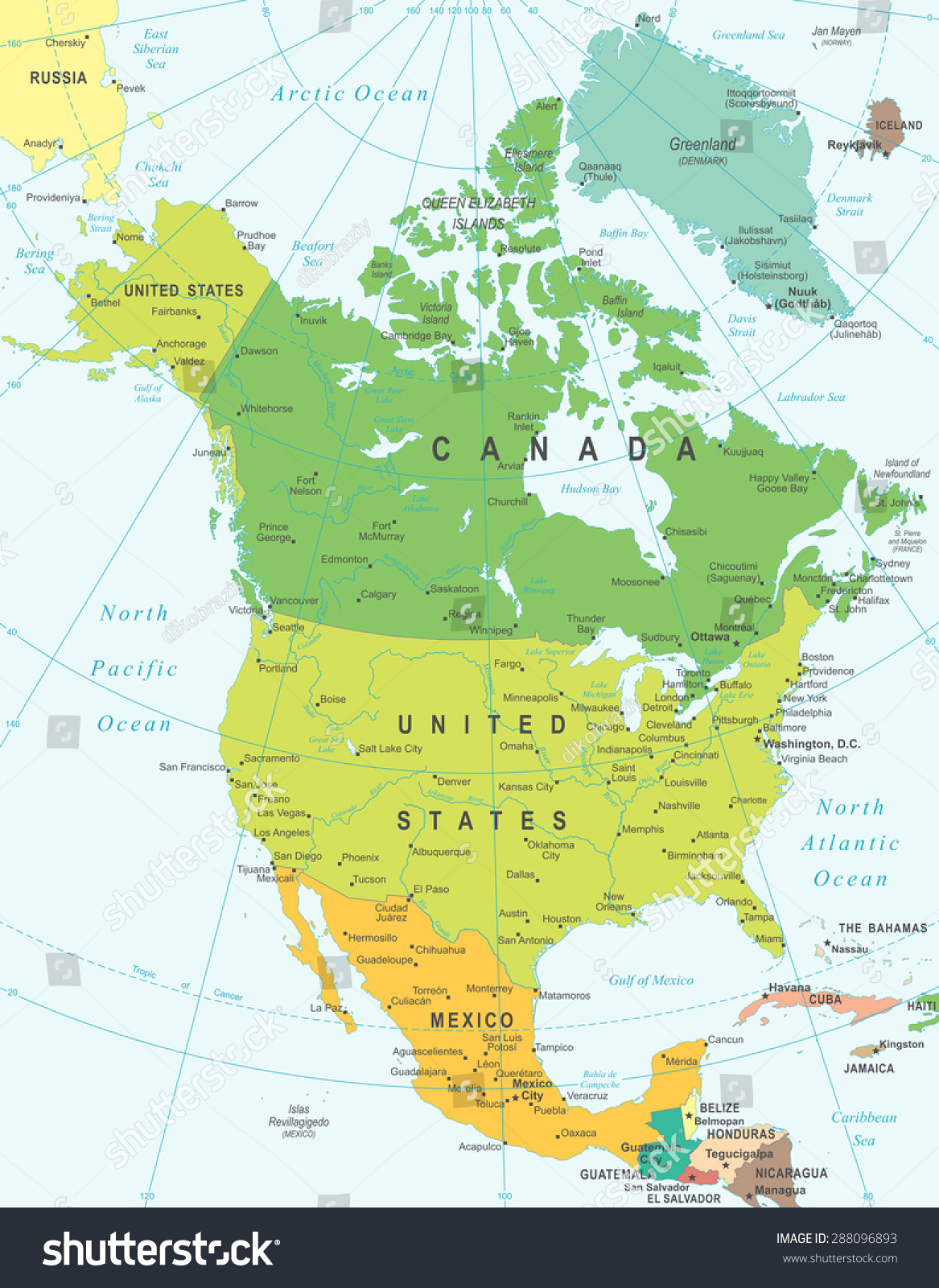 North America Map Highly Detailed Vector Stock Vector (Royalty Free ...