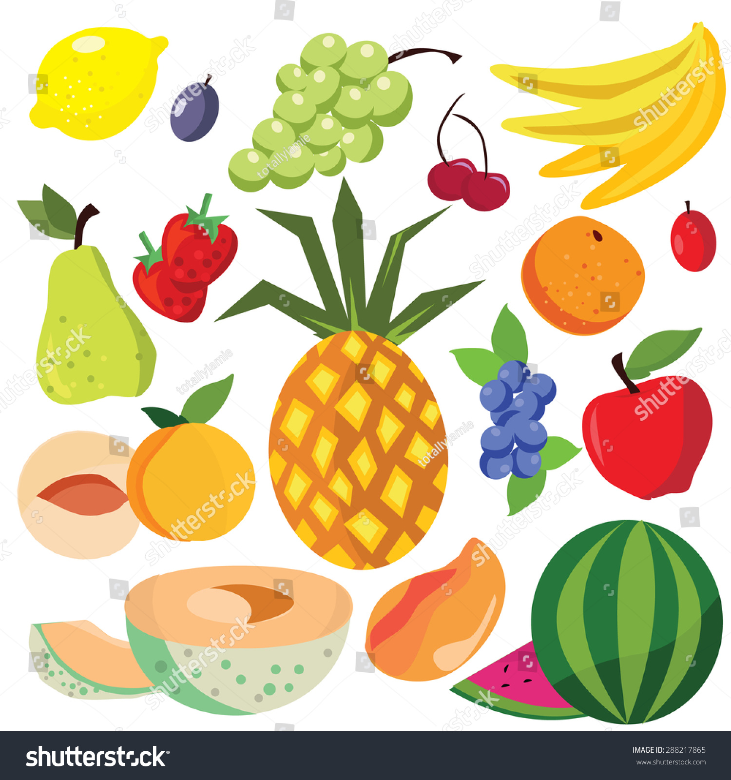 Assorted Collection Fruits Vector Illustration Stock Vector (Royalty ...