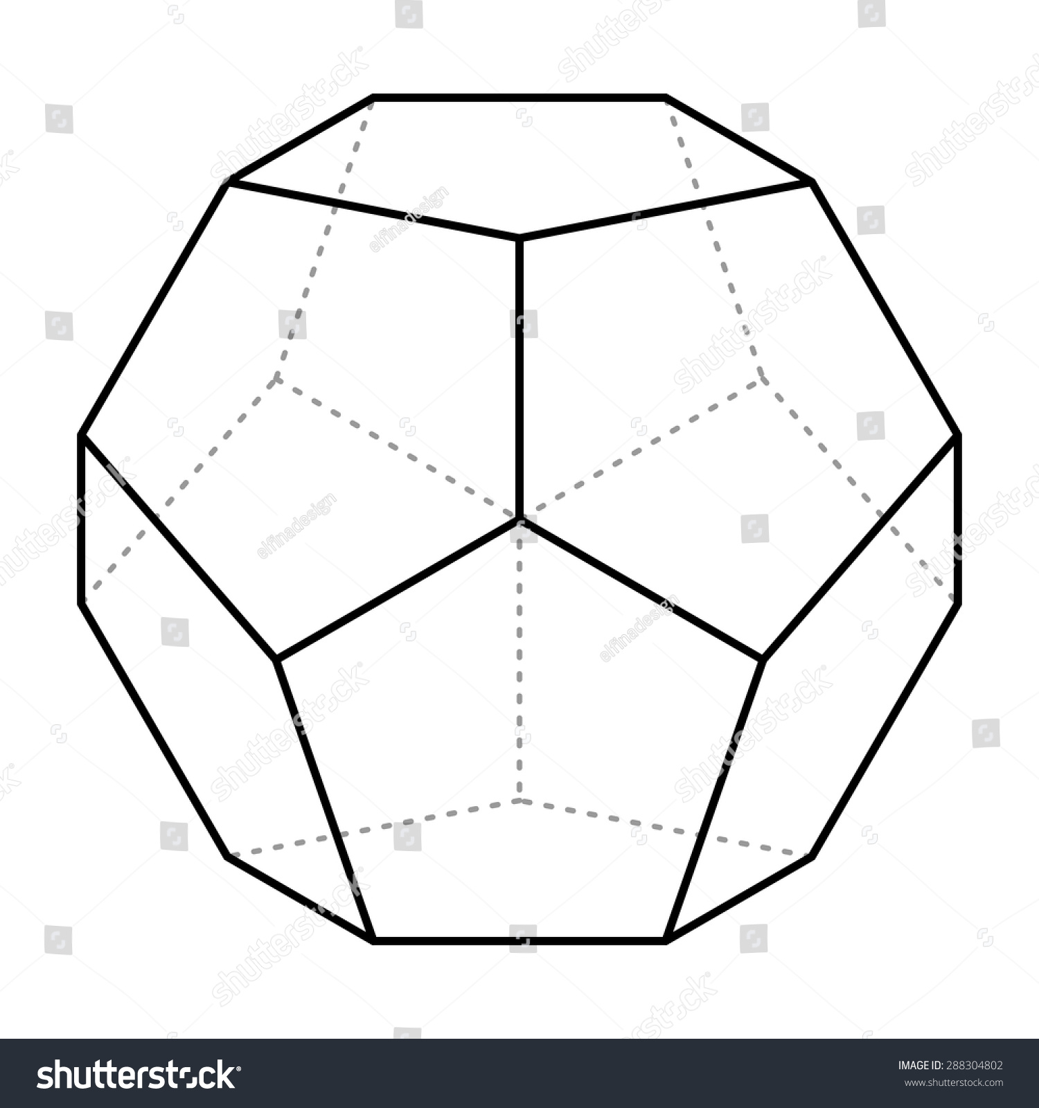 Vektor Stok Dodecahedron Line Drawing Vector Sacred Geometry (Tanpa