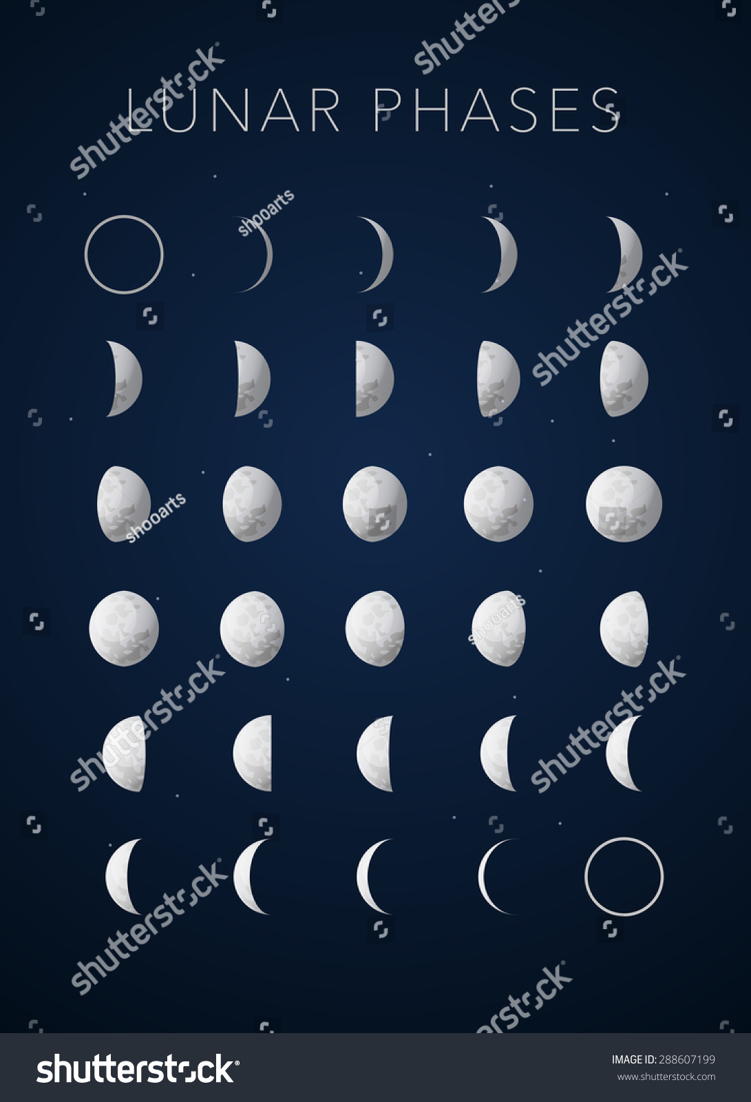 Realistic Textures Lunar Phases On Blue Stock Vector (Royalty Free ...