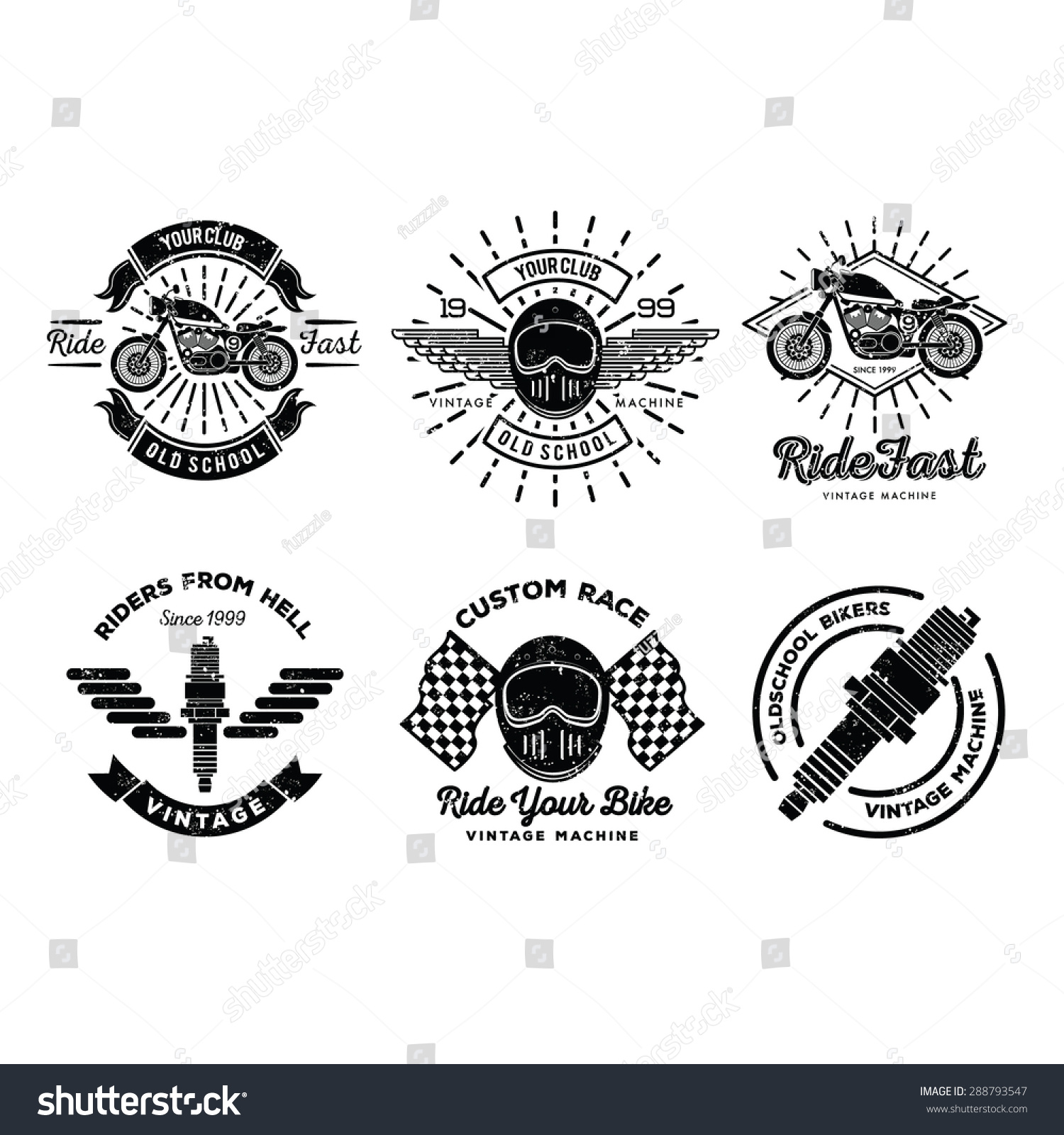 Set Vintage Motorcycle Badges Emblem Logo Stock Vector (royalty Free 