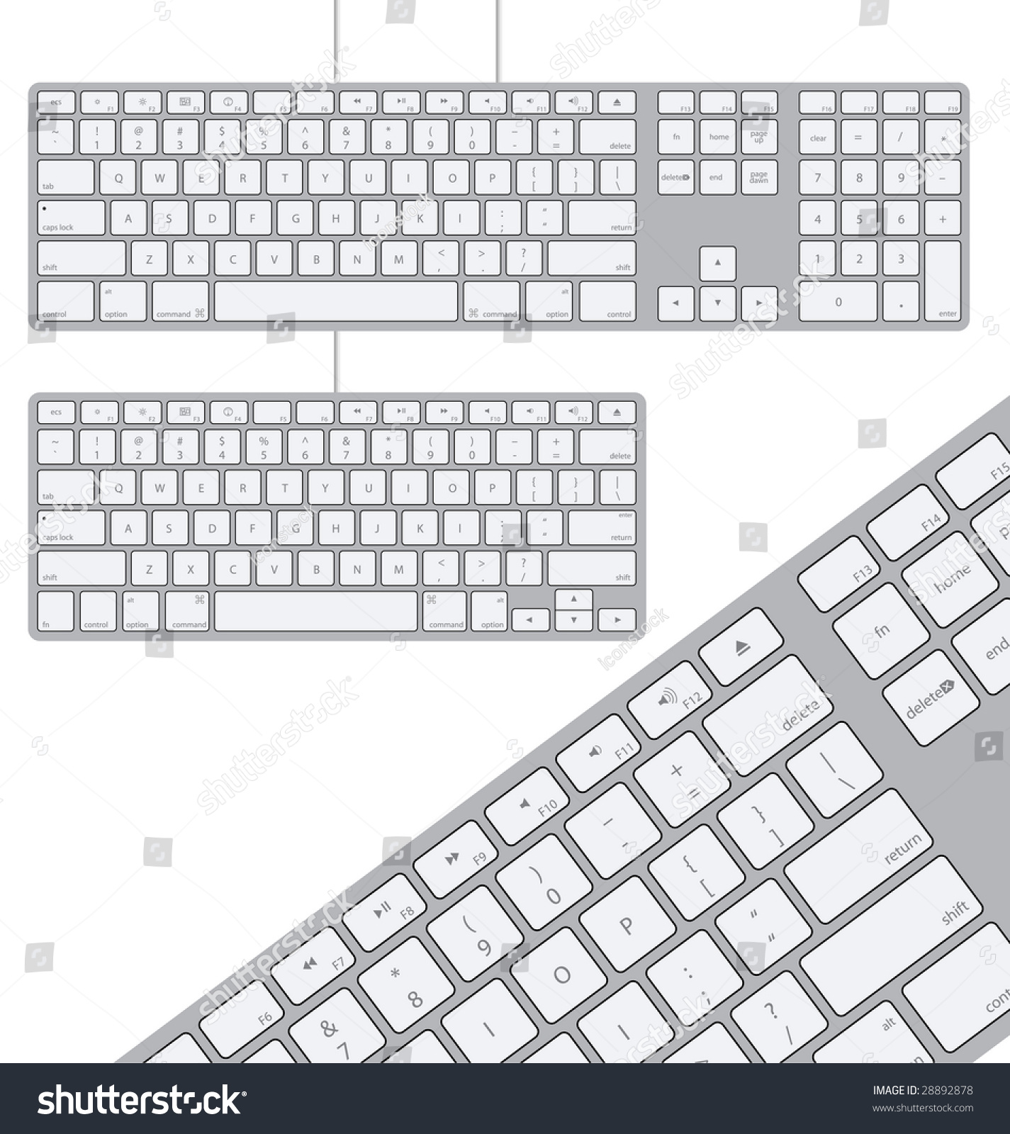 Two Vector Modern Aluminum Computer Keyboards Stock Vector (Royalty ...