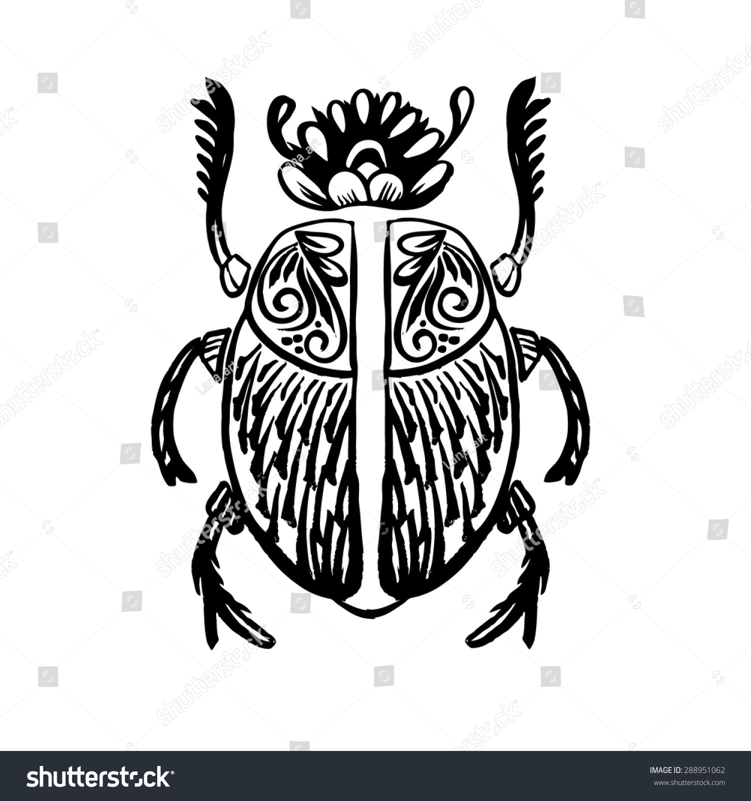 Scarab Beetle Sketch By Handvector Illustration Stock Vector (Royalty ...