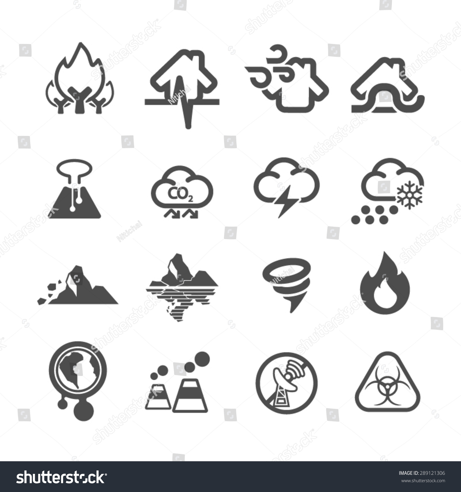 Natural Disaster Icons Setvector Stock Vector (Royalty Free) 289121306 ...