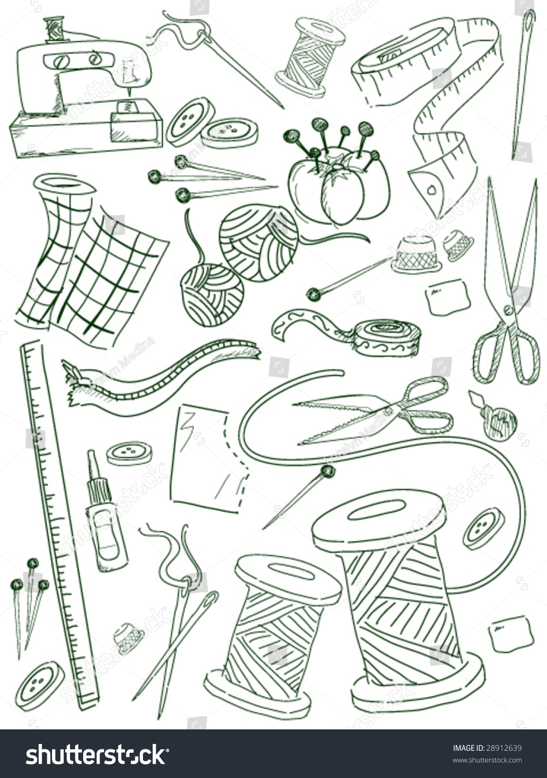 Sewing Doodles Vector Stock Vector (Royalty Free) 28912639 | Shutterstock