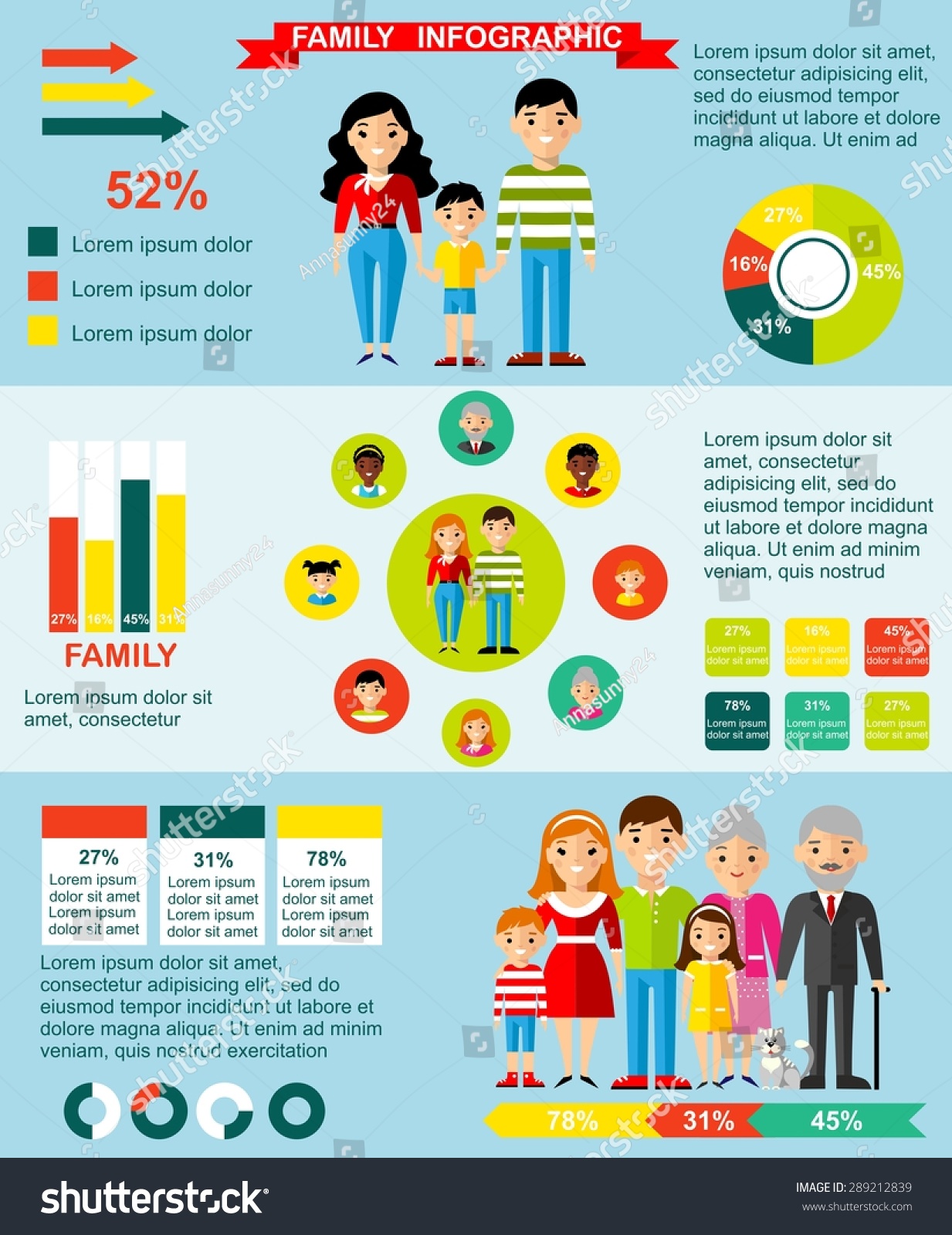 Family Infographics Set Charts Design Elements Stock Vector (Royalty ...