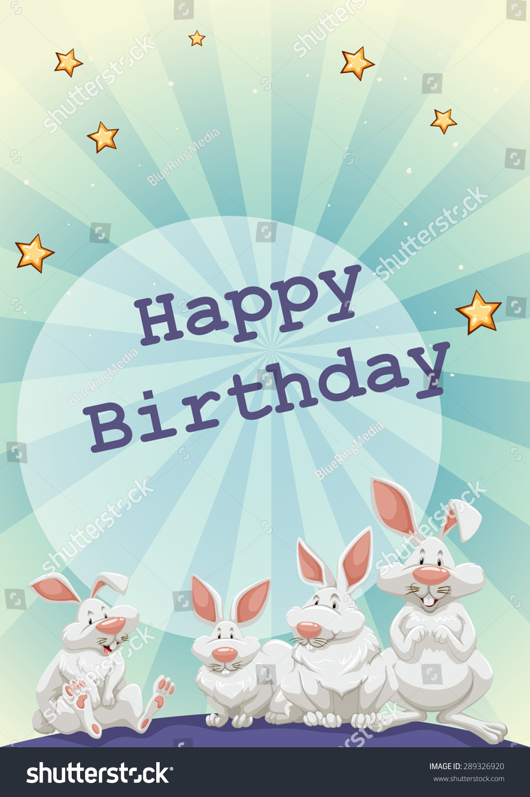 Happy Birthday Card Rabbits Stars Background Stock Vector (Royalty Free ...