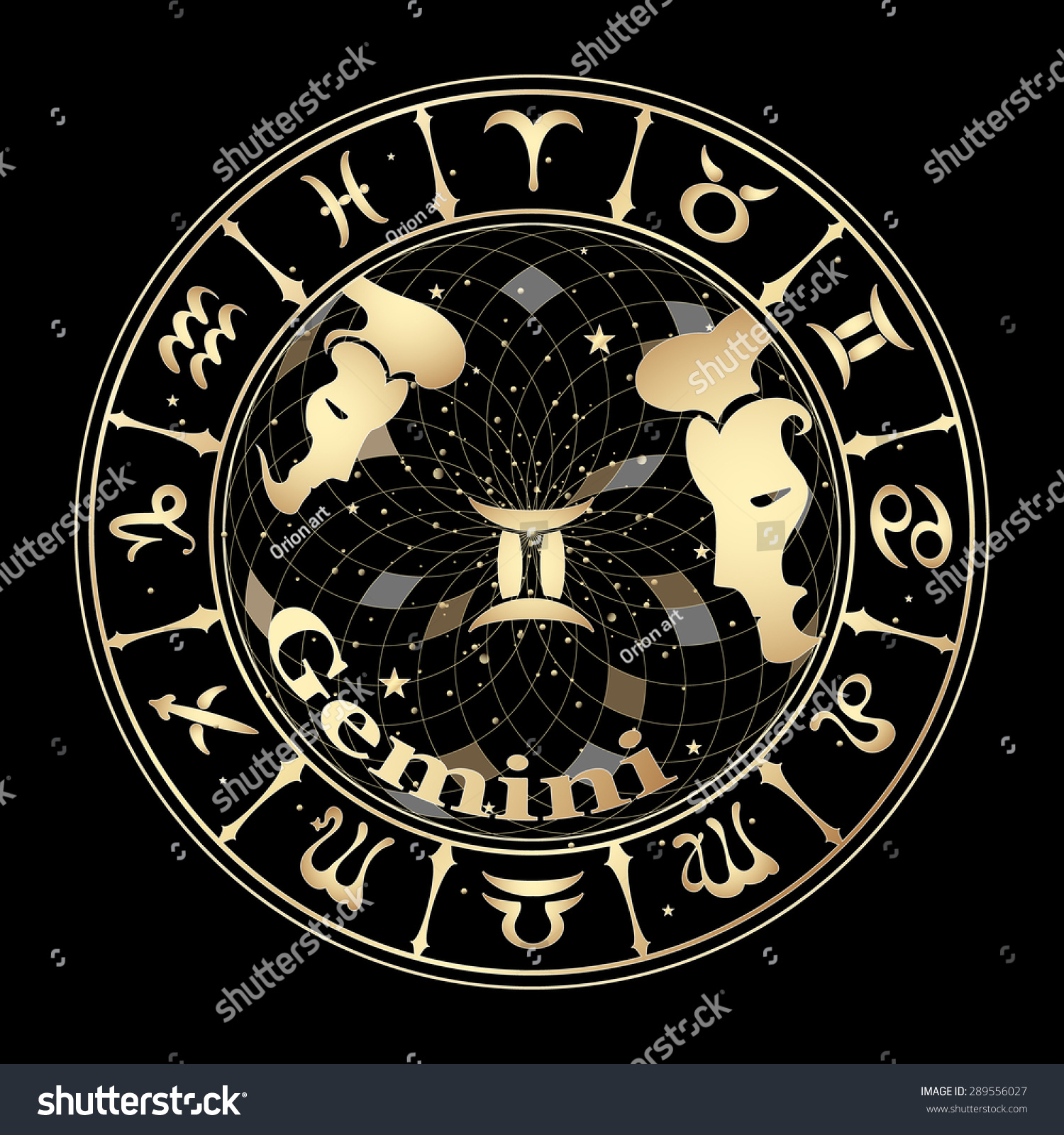 Gold Sign Zodiac On Black Background Stock Vector (Royalty Free ...