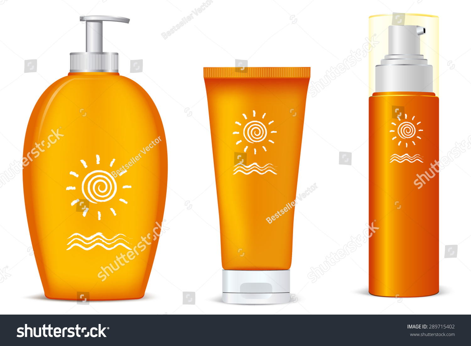 Sunscreen Protection Pun Care Cosmetics Containers Stock Vector ...