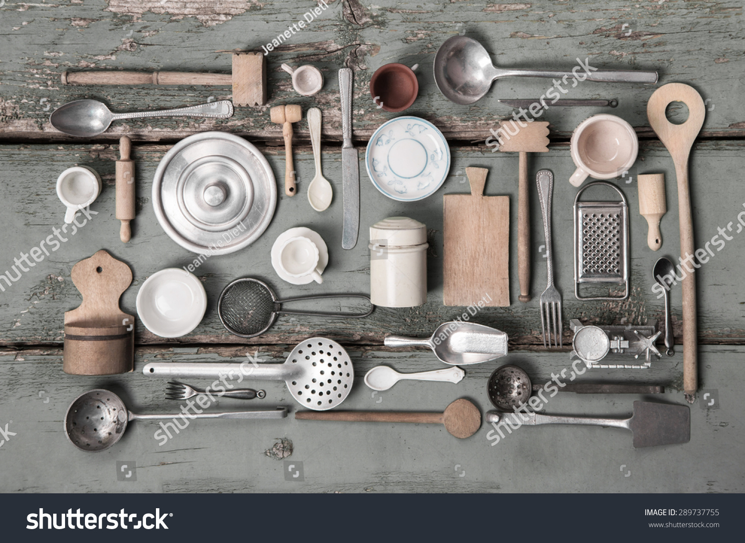 144 534 Vintage Kitchen Equipment Images Stock Photos Vectors   Stock Photo Old Miniatures Of Kitchen Equipment For Decoration 289737755 