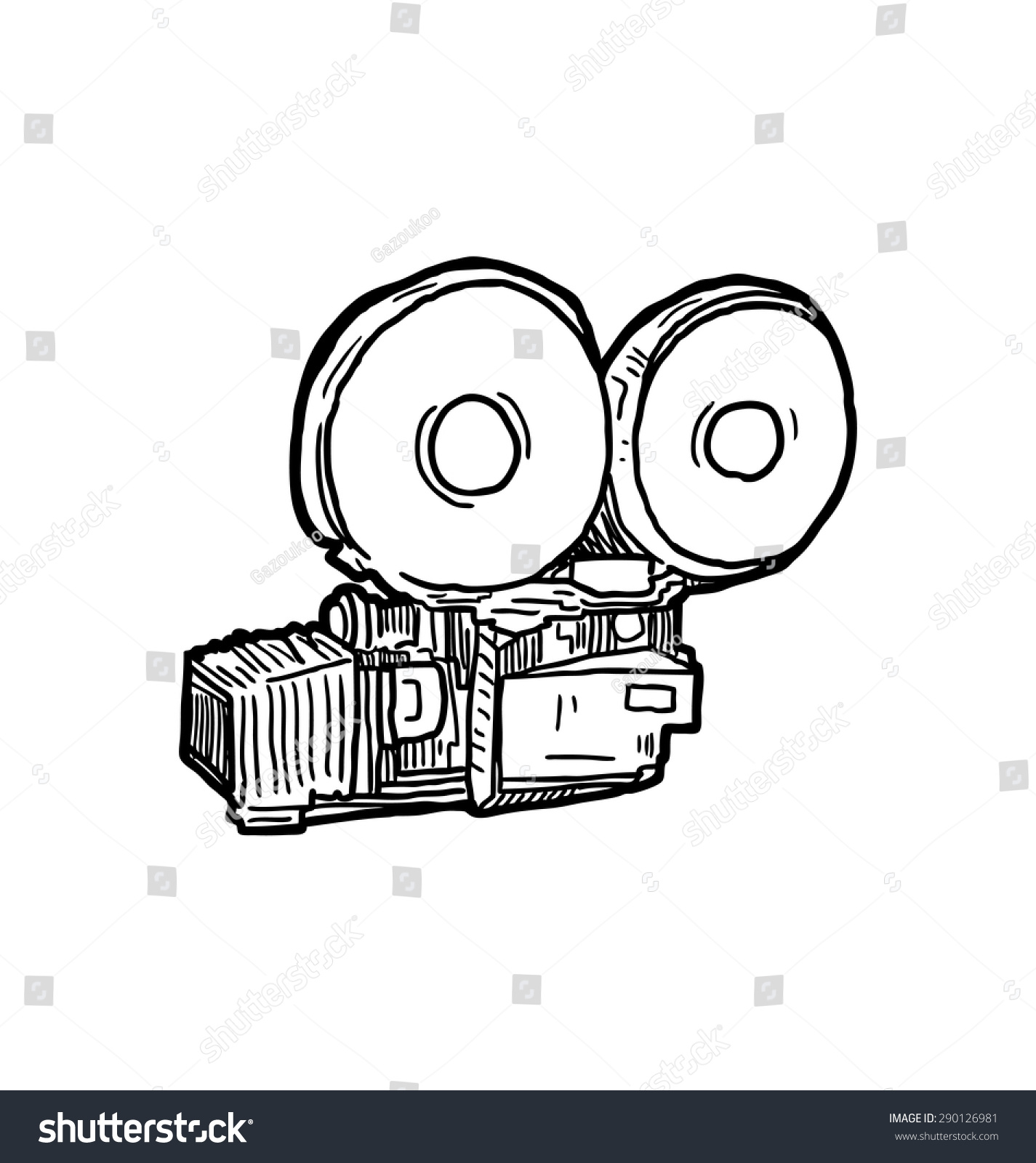 Vintage Movie Camera Doodle Stock Vector (Royalty Free) 290126981 ...