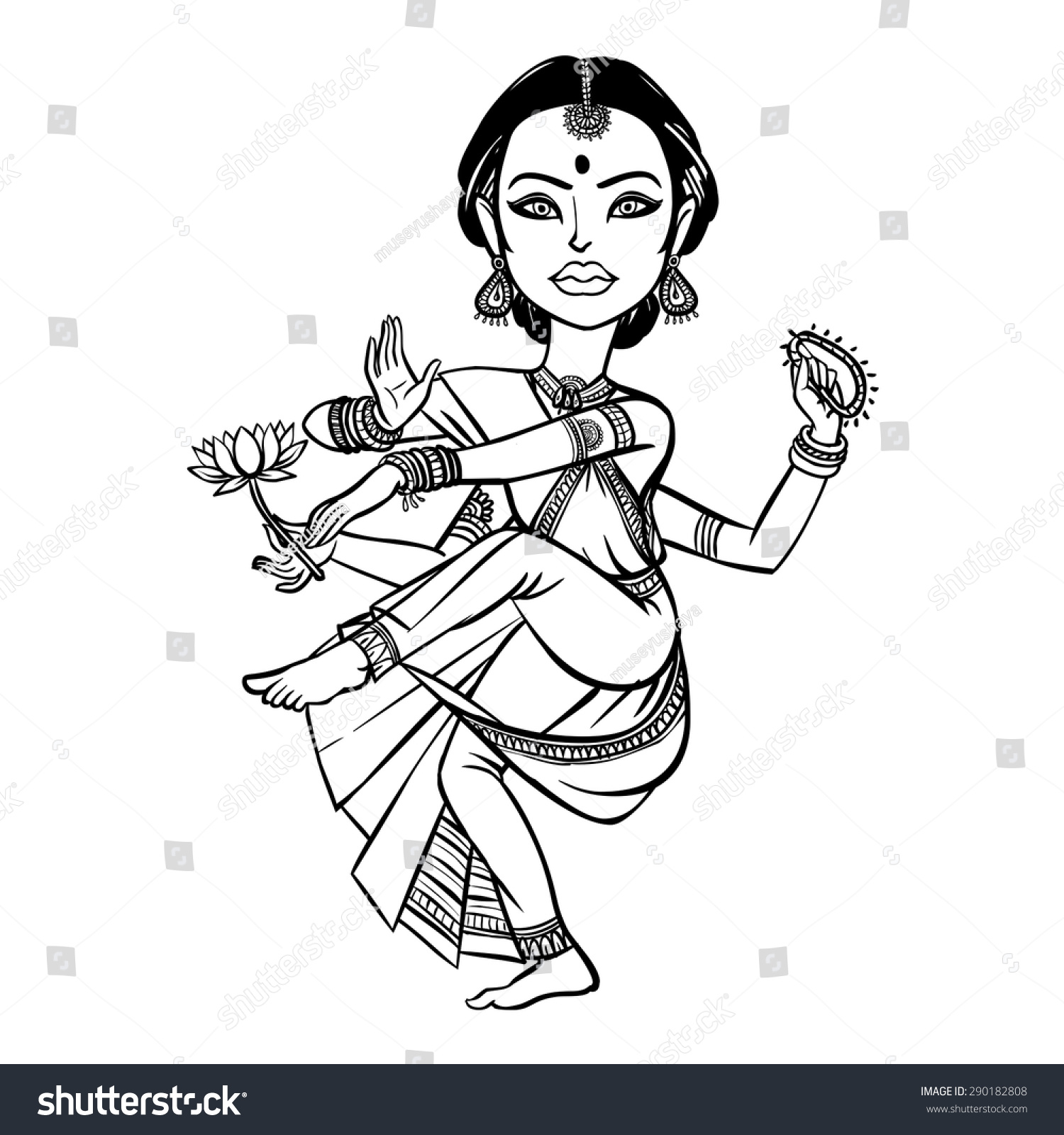 Indian Woman Dancing Vector Illustration Isolated Stock Vector (Royalty ...