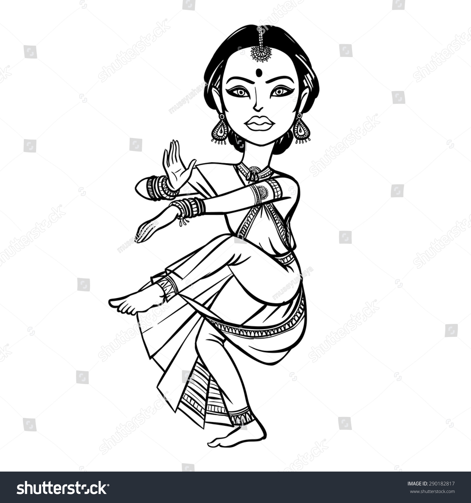 Indian Woman Dancing Vector Illustration Isolated Stock Vector (Royalty ...