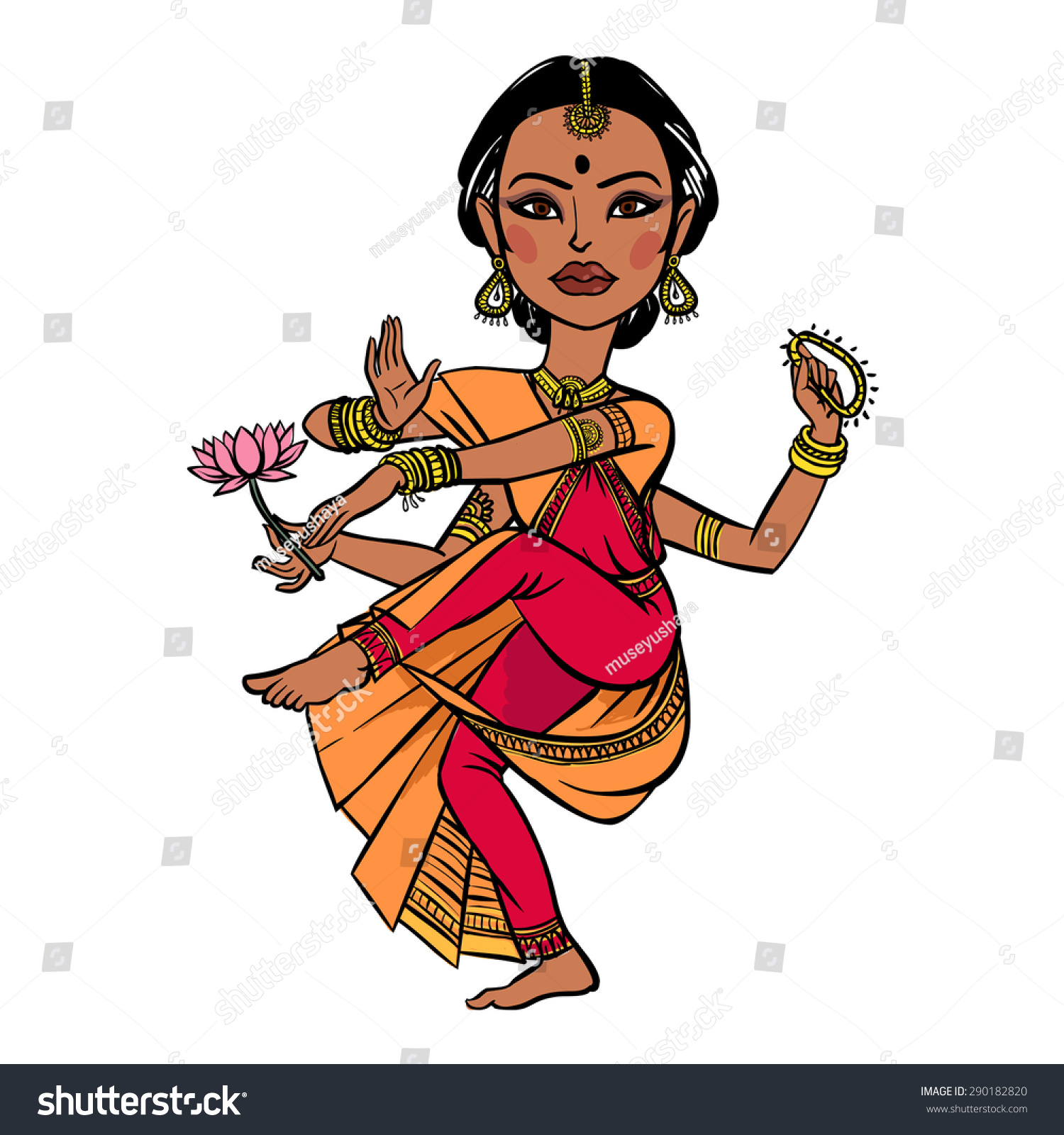 Indian Woman Dancing Vector Illustration Isolated Stock Vector (Royalty ...