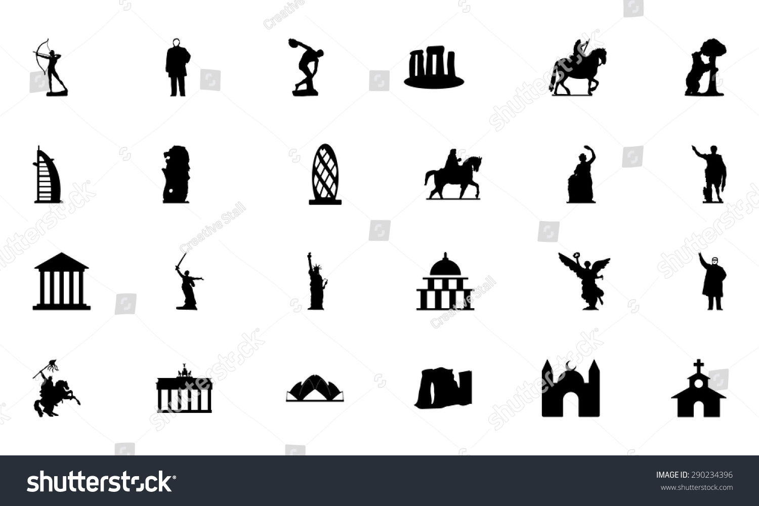 Famous Monuments Vector Icons 2 Stock Vector (Royalty Free) 290234396 ...