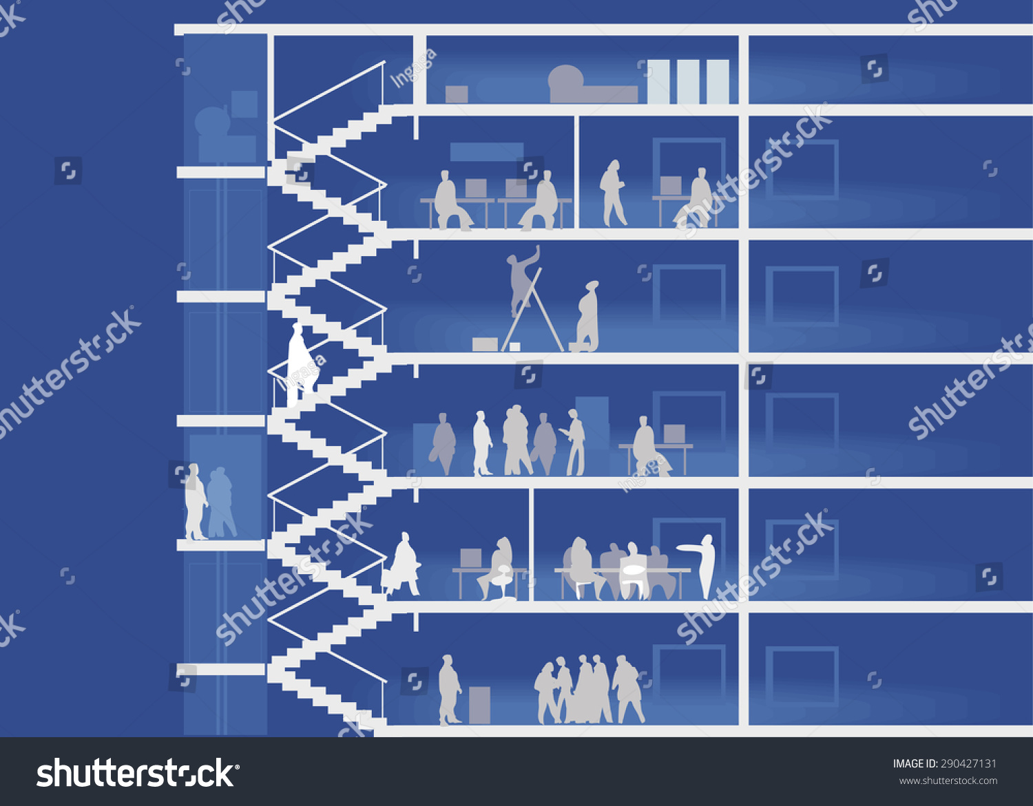 office-clerks-hierarchy-context-office-career-stock-illustration