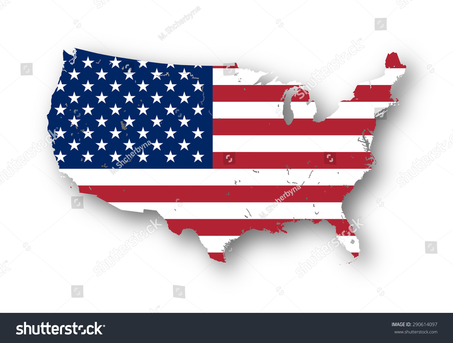 High Resolution Map Usa American Flag Stock Illustration 290614097 ...