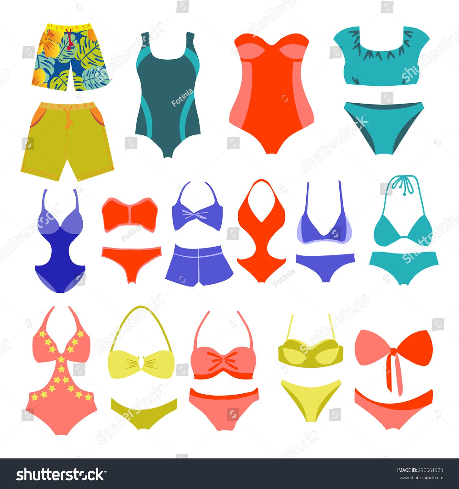 Vector Fashion Collection Swimming Suits Summer Stock Vector (Royalty ...