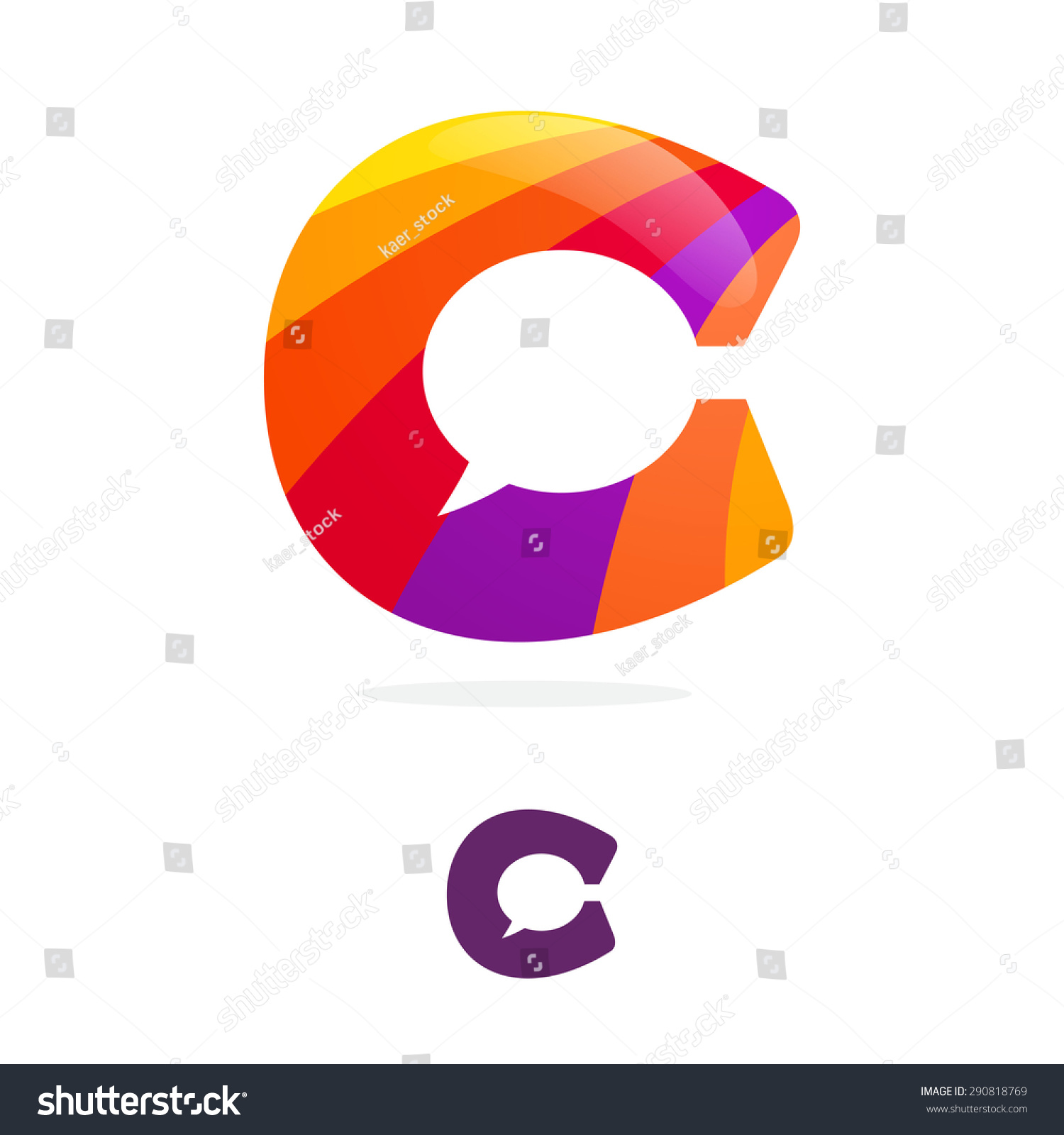 C Letter Logo Speech Bubble Negative Stock Vector (Royalty Free ...